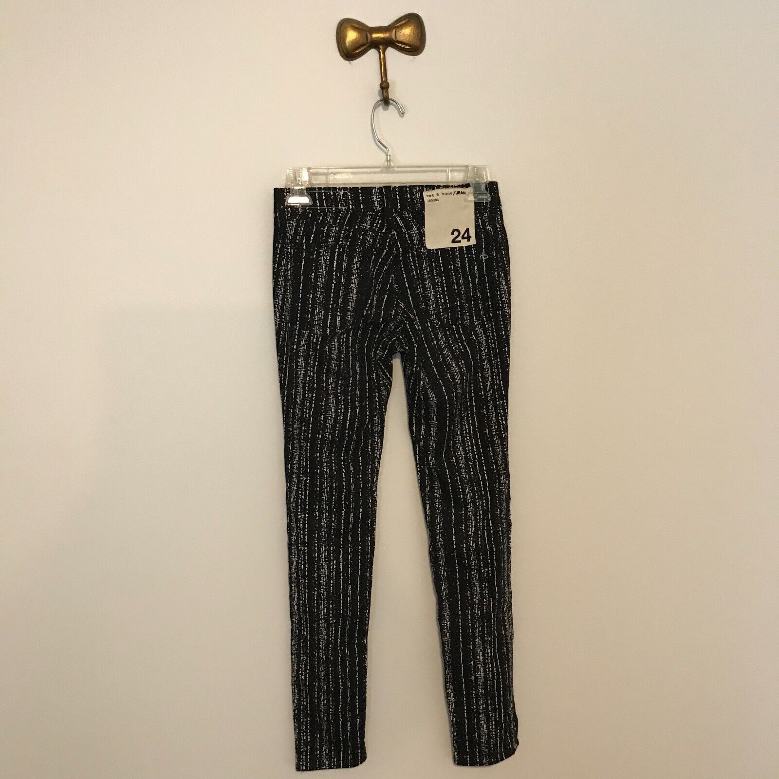 Rag & Bone Rag & Bone Jean Black/White Barcode Print Stretch Leggings Size 24" / US 00 / IT 34 - 2 Thumbnail