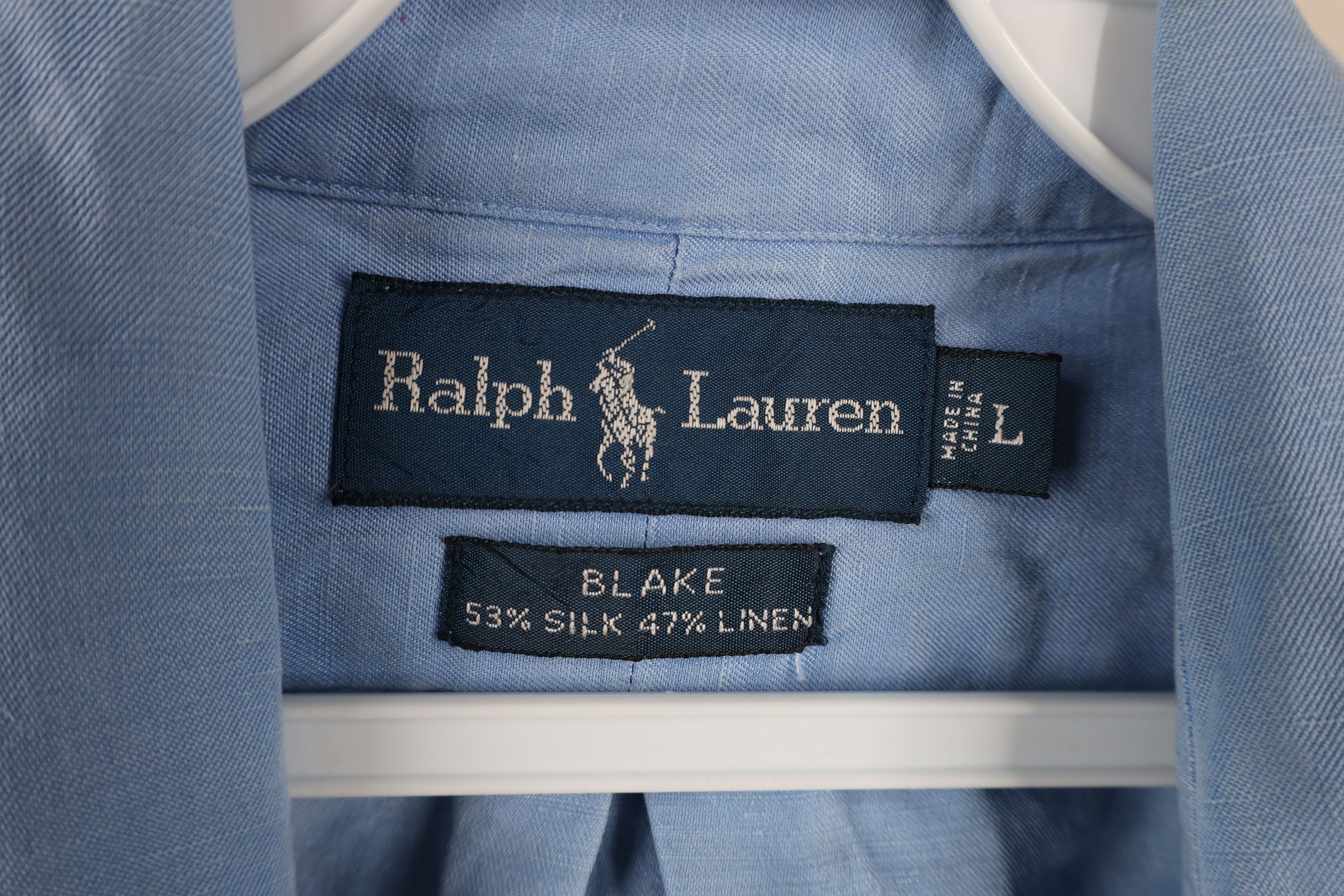 Polo Ralph Lauren Vintage 90s Ralph Lauren Silk Linen Button Down Shirt Blue Size US L / EU 52-54 / 3 - 6 Thumbnail