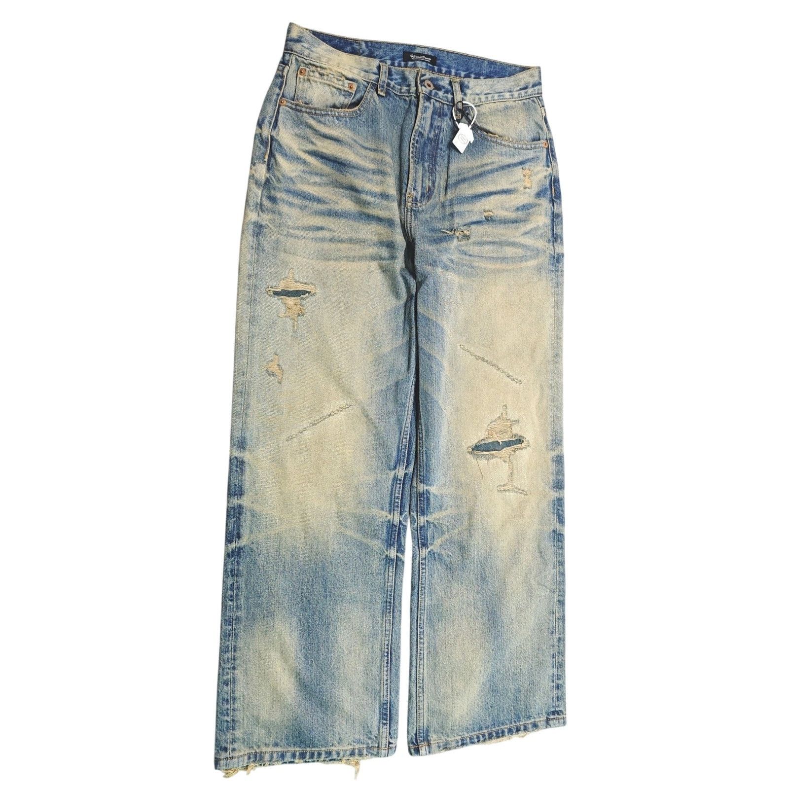 If Six Was Nine × Japanese Brand × Vintage Vintage Faded Wash Distressed Wideleg Baggy Denim Jeans Blue Size US 31 - 2 Thumbnail