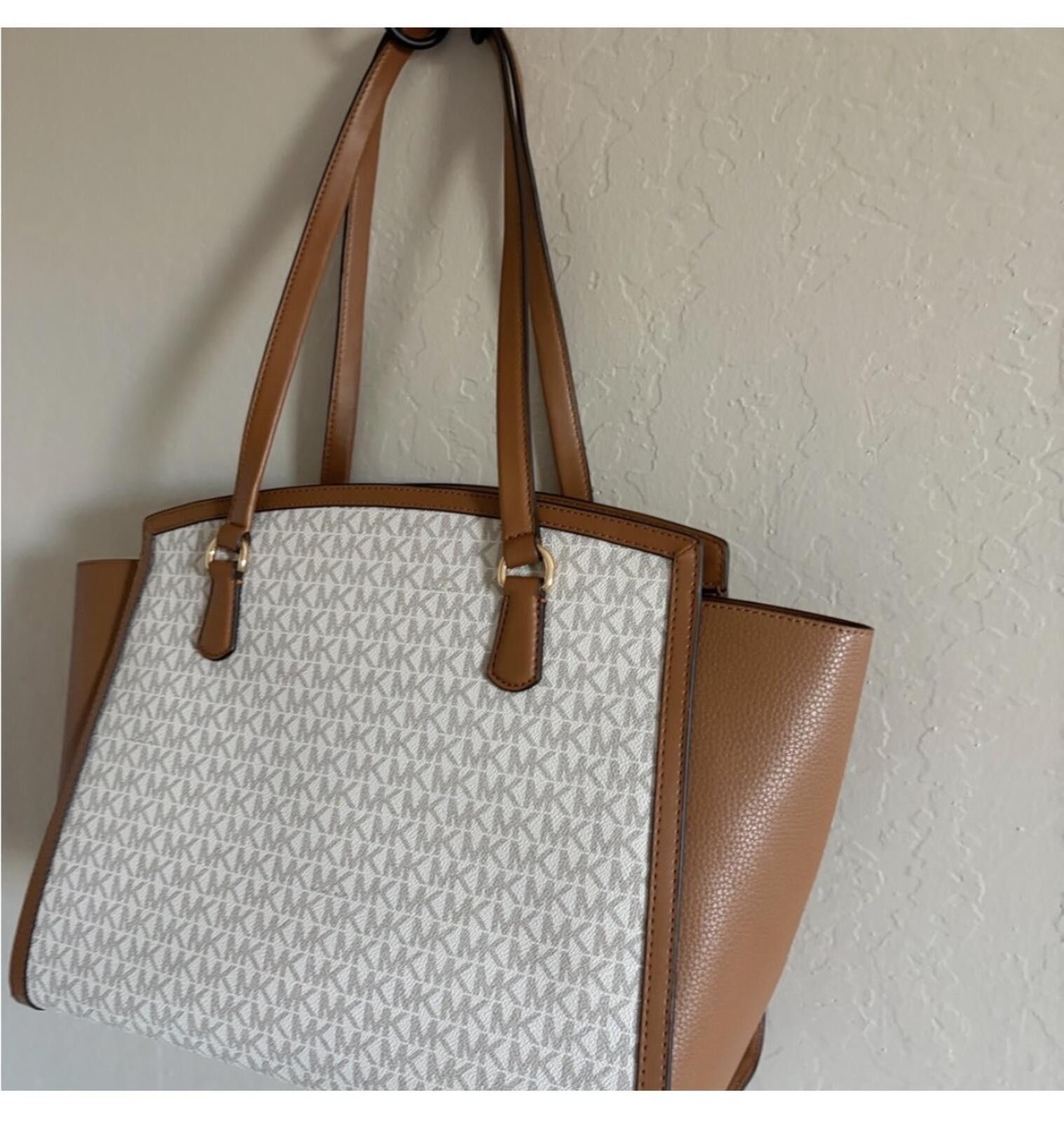 Michael Kors Michael Kors White and Tan Tote Bag Size ONE SIZE - 10 Thumbnail