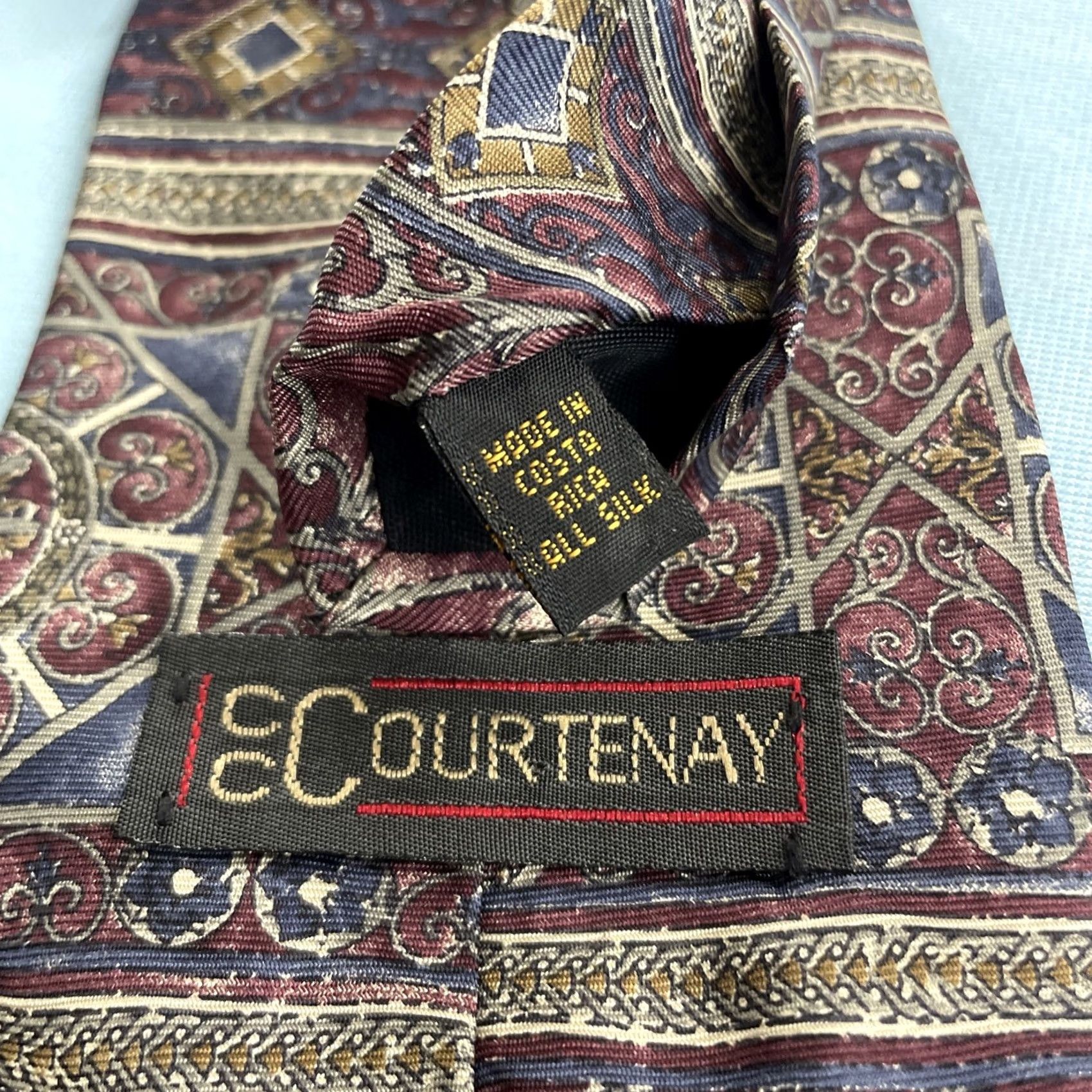 Vintage VINTAGE Courtney All Silk Tie vtg 90s Optical ArtDeco Spoke Burst Geometry Red Gray 4x56 Capsule Wide Necktie Mens Silk Tie Size ONE SIZE - 4 Thumbnail