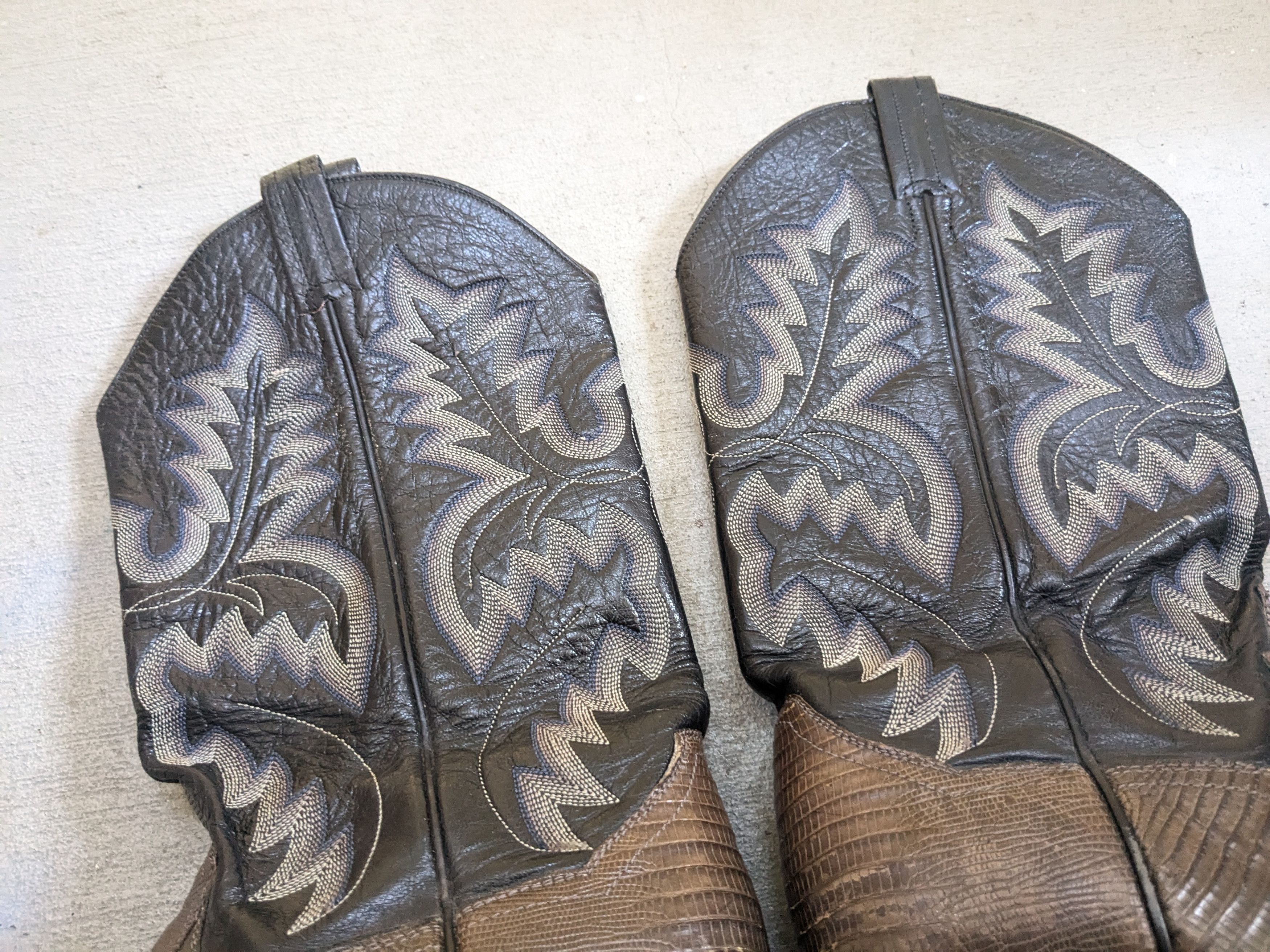 Genuine Leather Panhandle Slim Cowboy Boots 10.5 D Lizard Olive Black 10.5 Size US 10.5 / EU 43-44 - 2 Thumbnail