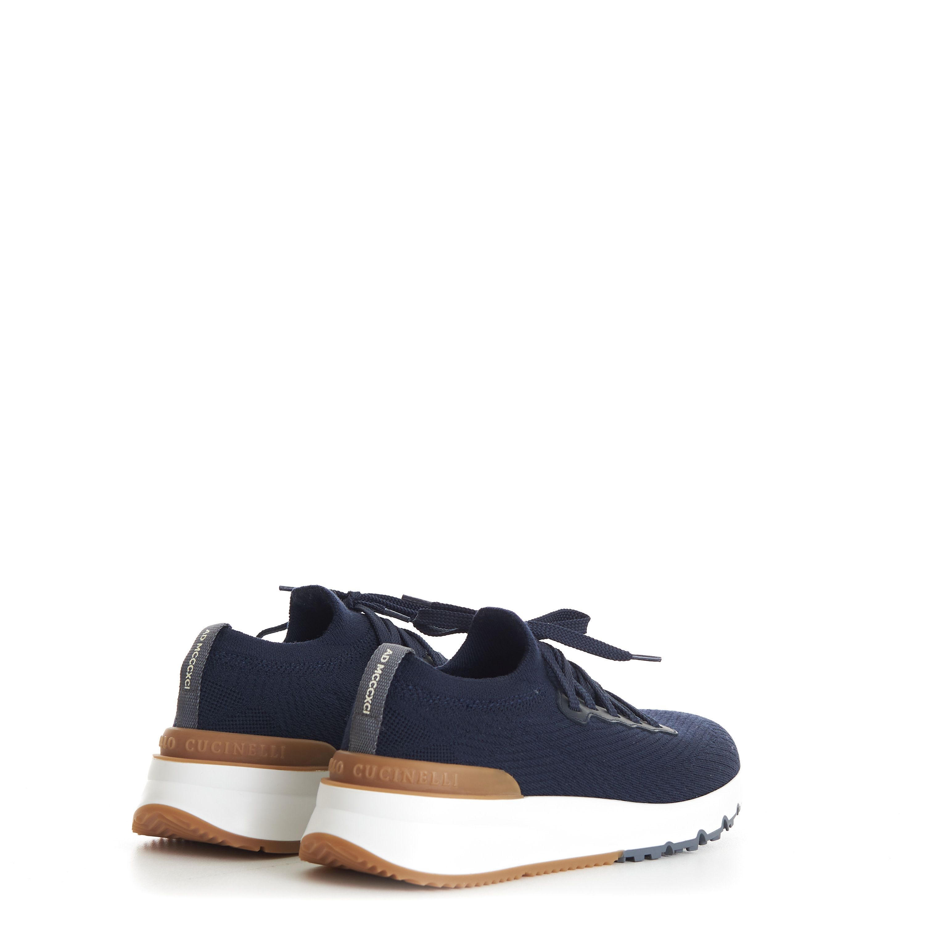 Brunello Cucinelli Navy Blue Runner Sneakers - Wool Knit Shoes Size US 6 / EU 39 - 8 Thumbnail