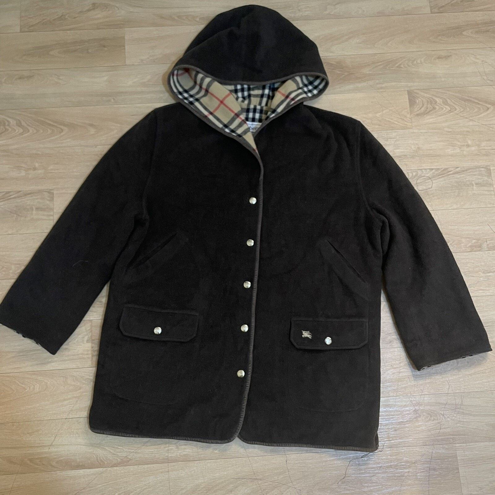 Burberry Vintage burberry coat jacket hooded wool nova check Women's Size L / US 10 / IT 46 - 5 Thumbnail