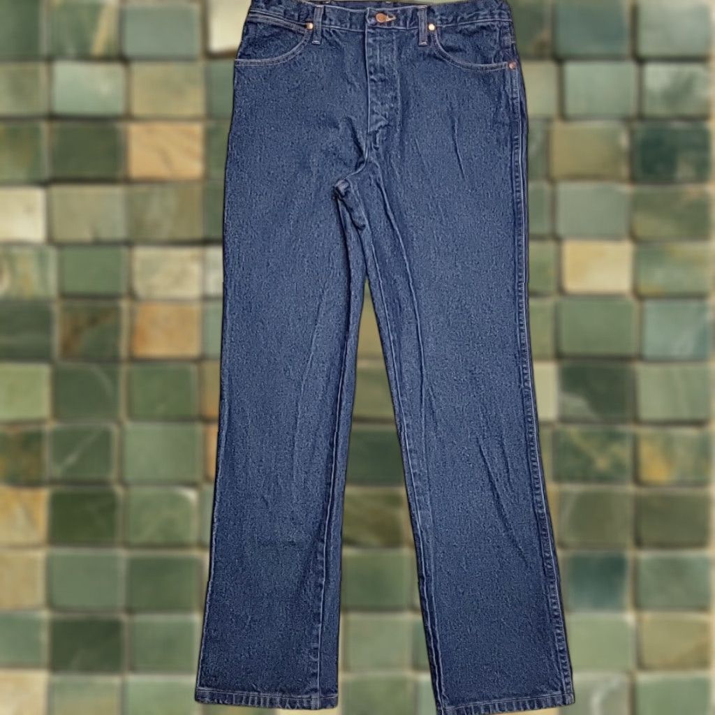 Wrangler VINTAGE Wrangler Jeans Mens 35x32 Blue Denim Pants Western Cowboy Cut 936PWD Regular Men Jeans Retro Size US 35 - 1 Thumbnail