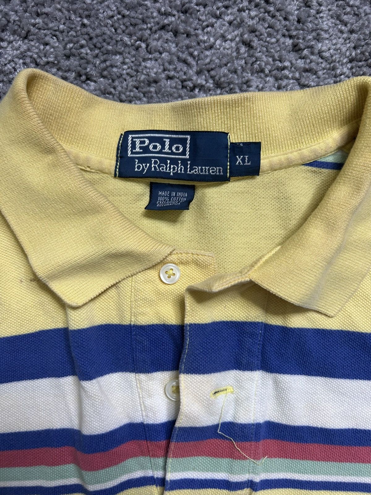 Polo Ralph Lauren Vintage 80s Polo Ralph Lauren Striped Multi Yellow Size US XL / EU 56 / 4 - 3 Thumbnail