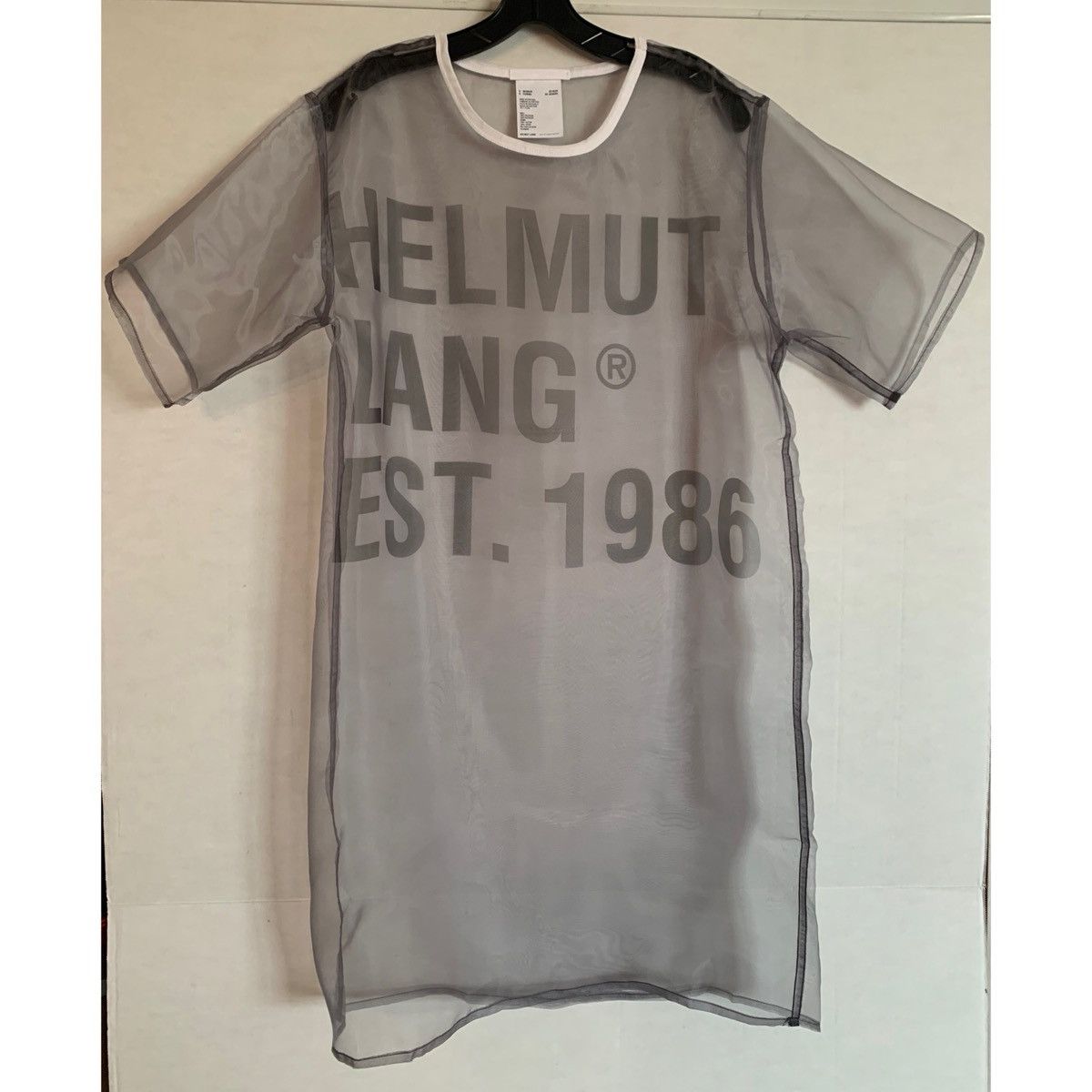 Helmut Lang HELMUT LANG SHEER LOGO T-SHIRT DRESS Size S / US 4 / IT 40 - 5 Thumbnail