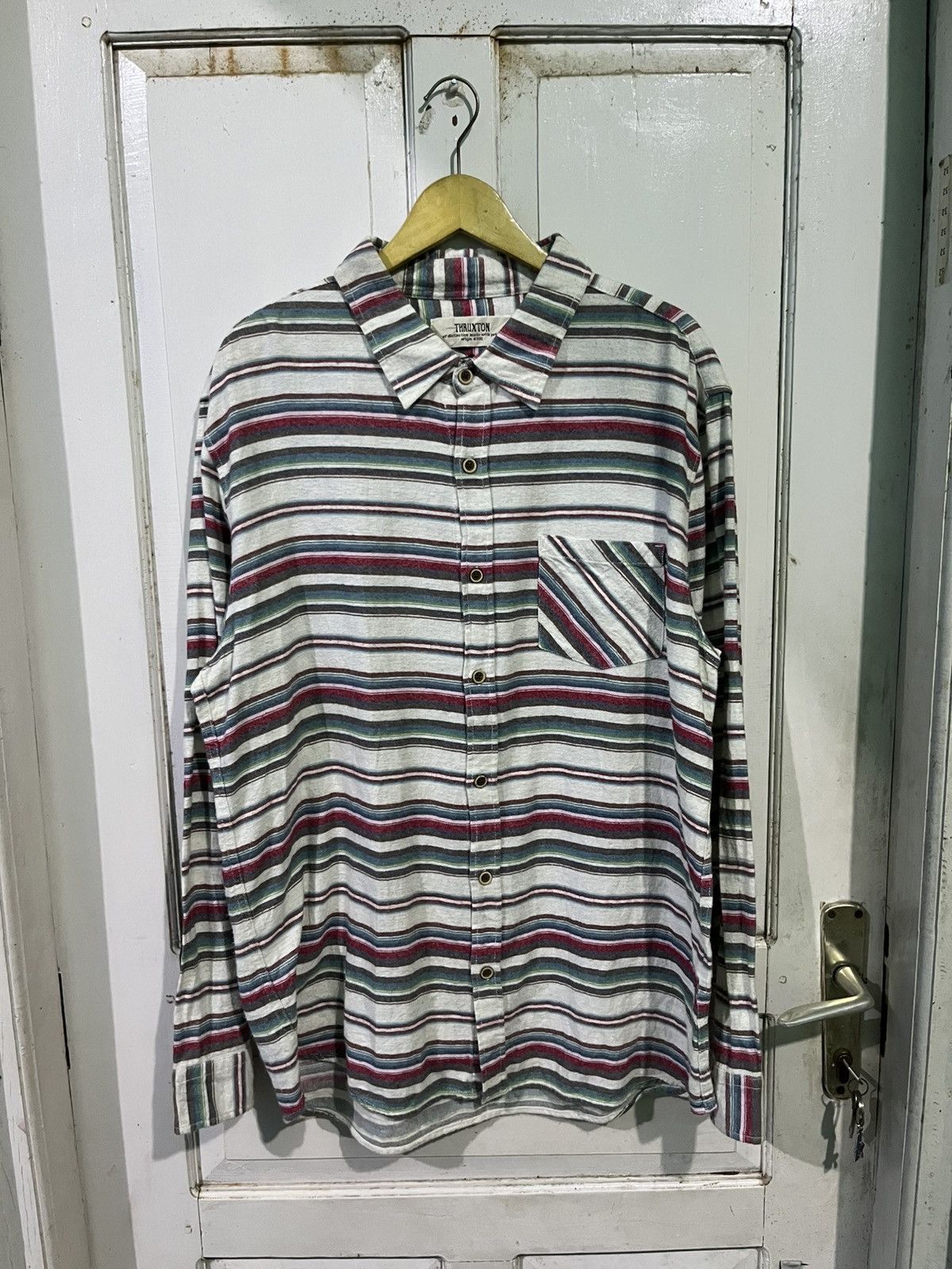 Japanese Brand Vintage 1990s ethnic retro striped shirt Size US XL / EU 56 / 4 - 2 Thumbnail