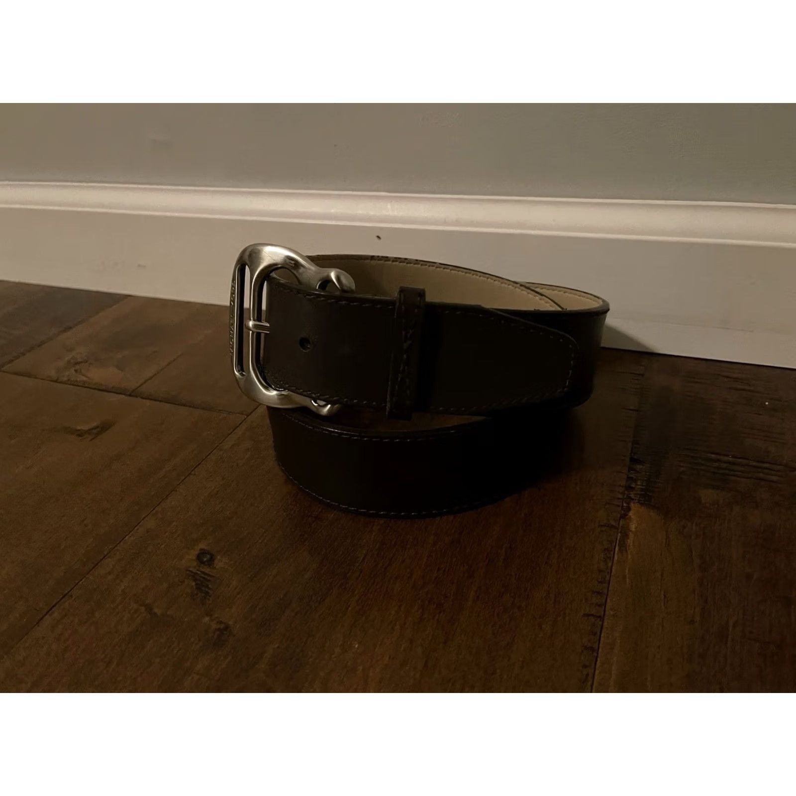 Michael Kors MICHAEL KORS Belt Unisex Adults Leather Dark Brown 1 3/4 inches Silver Buckle Waist Belt - Adult M Size ONE SIZE - 3 Thumbnail