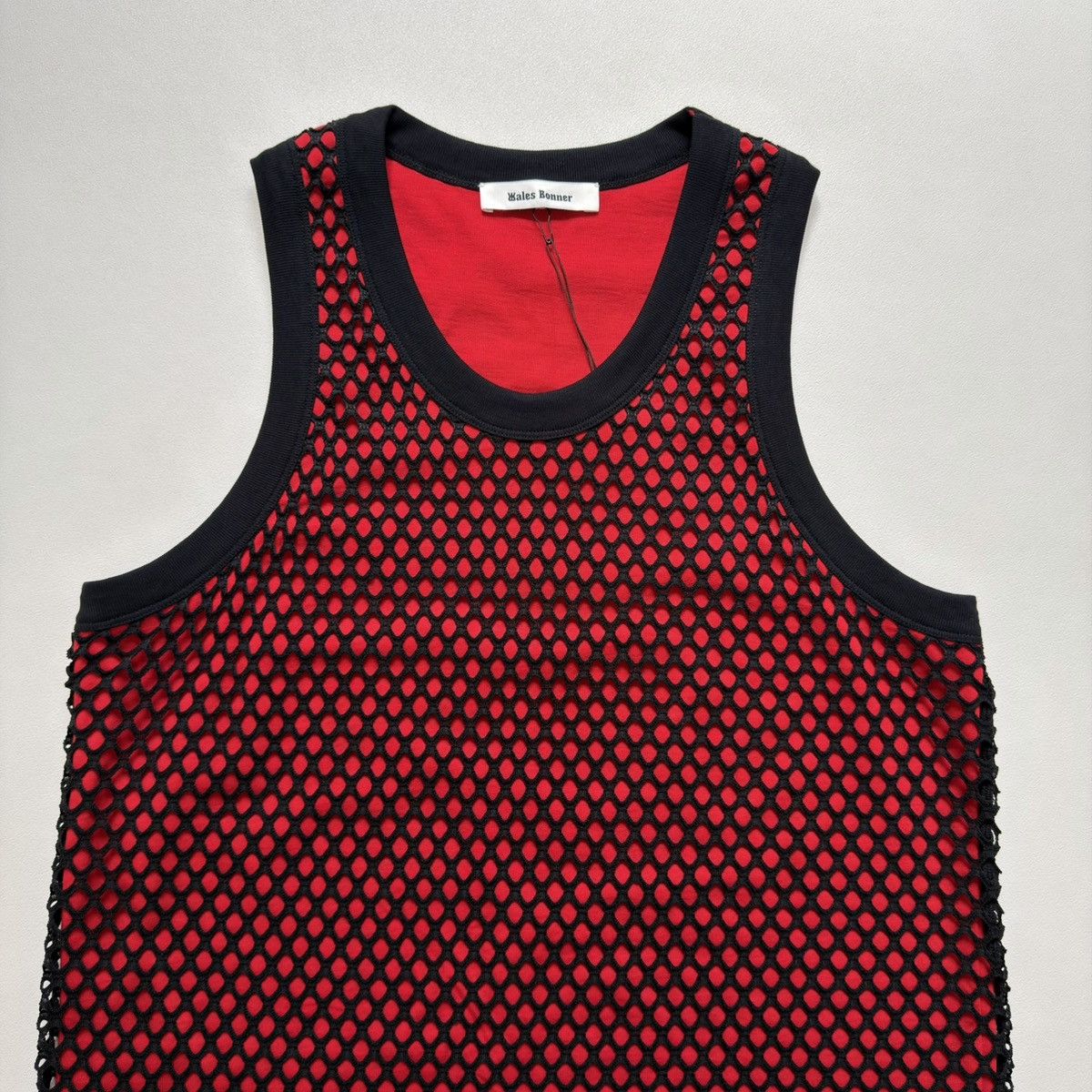 Wales Bonner ‘Record’ Black/Red Mesh Vest Size US M / EU 48-50 / 2 - 4 Thumbnail