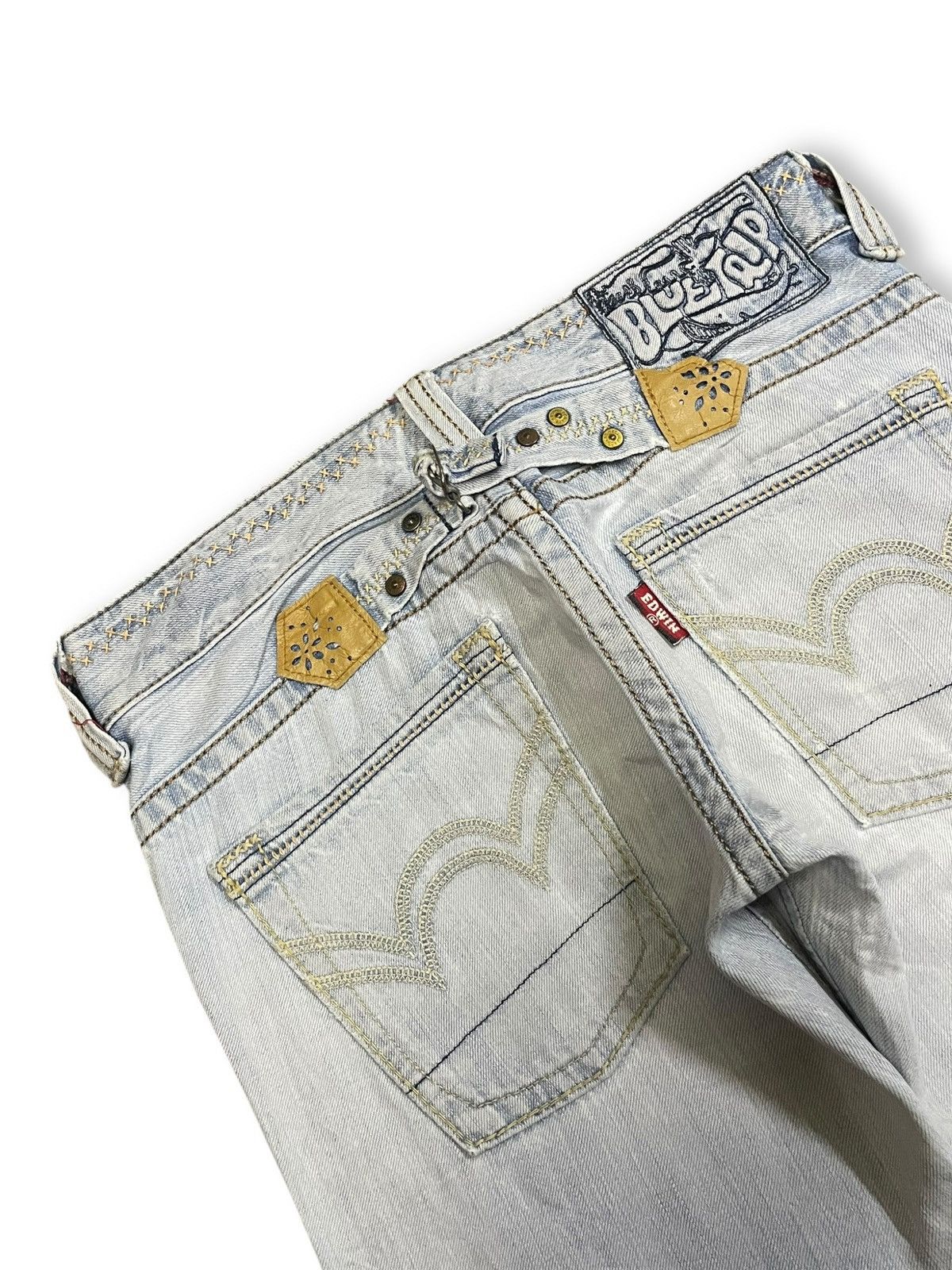 Edwin Vintage Edwin Blue Strip Buckle Back Blue Washed Jeans Size 30" / US 8 / IT 44 - 4 Thumbnail