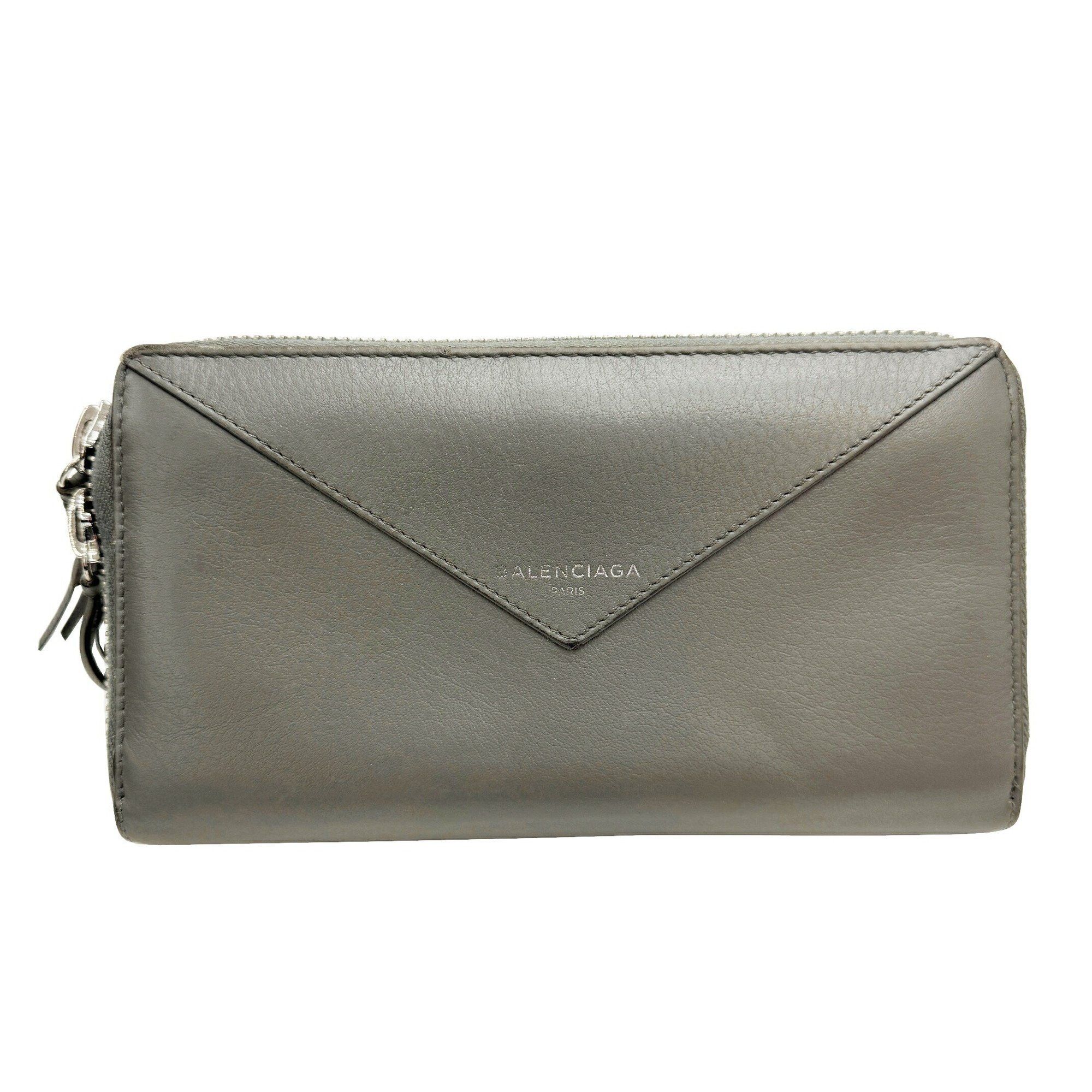 Balenciaga BALENCIAGA 381226 Paper Continental Wallet Round Men's Women's Long Leather Grey Size ONE SIZE - 1 Thumbnail