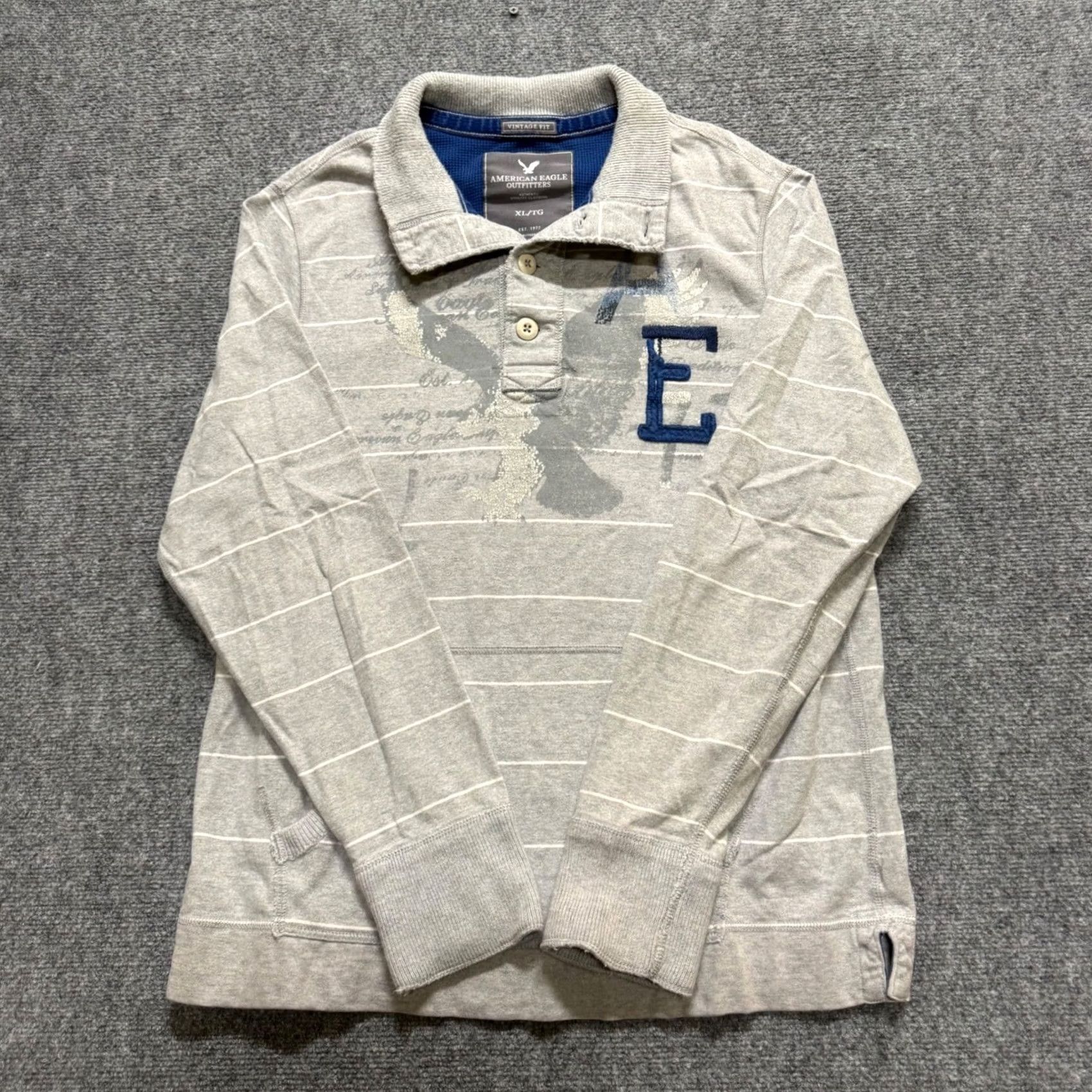 Vintage VTG American Eagle Longsleeve Shirt 1/4 Button Up Mens XL Gray Embroidered Y2K Size US XL / EU 56 / 4 - 2 Thumbnail