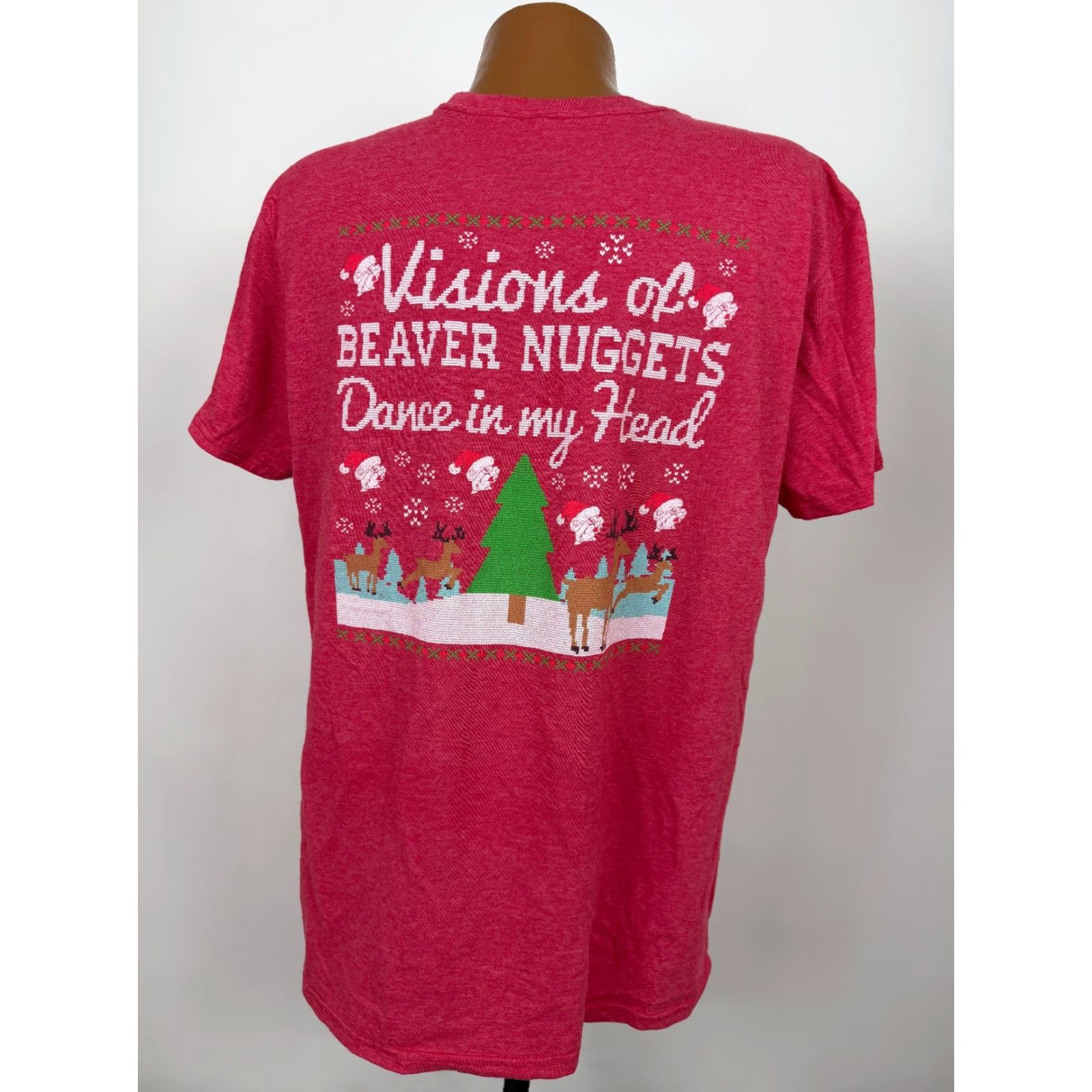 Vintage Buc-ee's Shirt T-Shirt Men XL Red Santa Claus Christmas Animals Holiday Graphic Print Short Sleeve Crew Neck Vintage: No Size US XL / EU 56 / 4 - 7 Thumbnail
