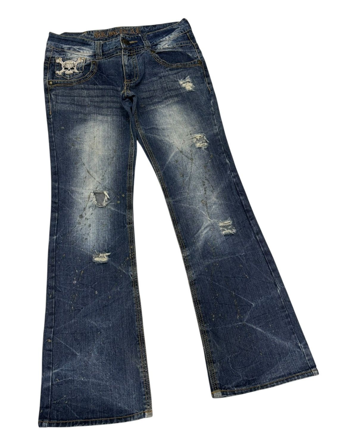 Flared Jeans Skulls Original Japanese Bootcut Distressed