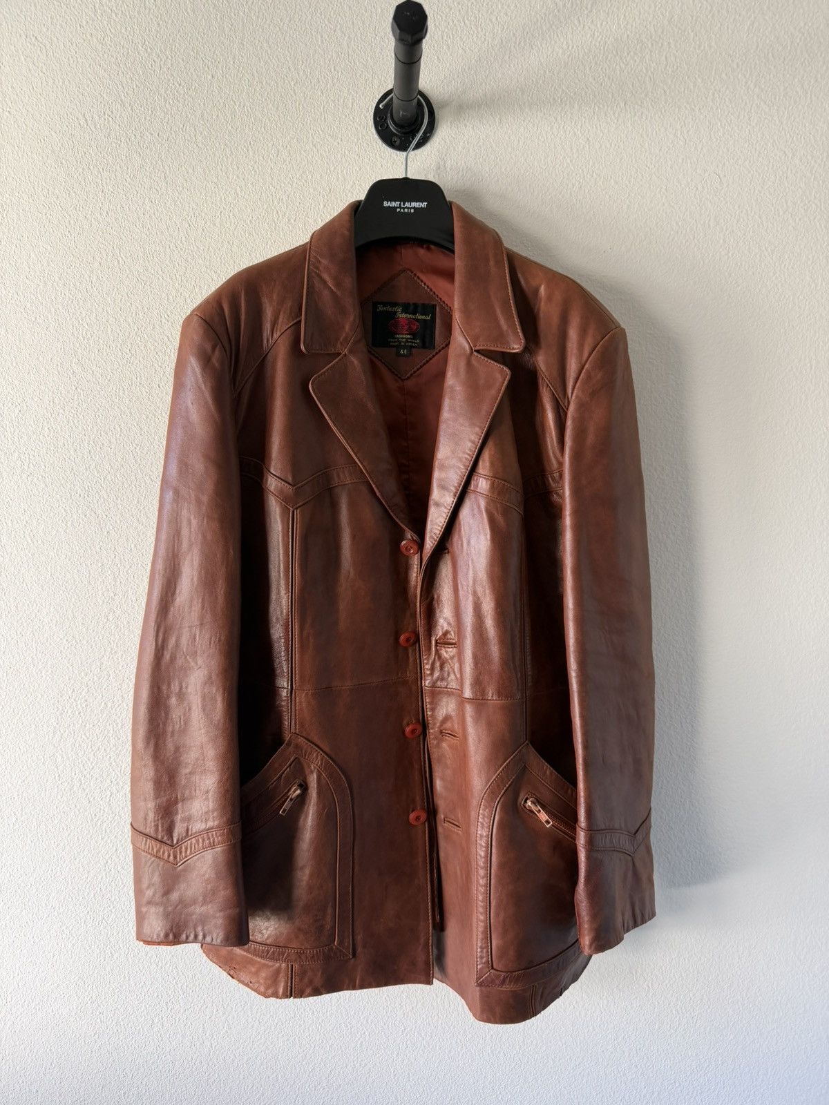 Vintage 1970s Maroon Leather Car Coat Size US XL / EU 56 / 4 - 1 Thumbnail