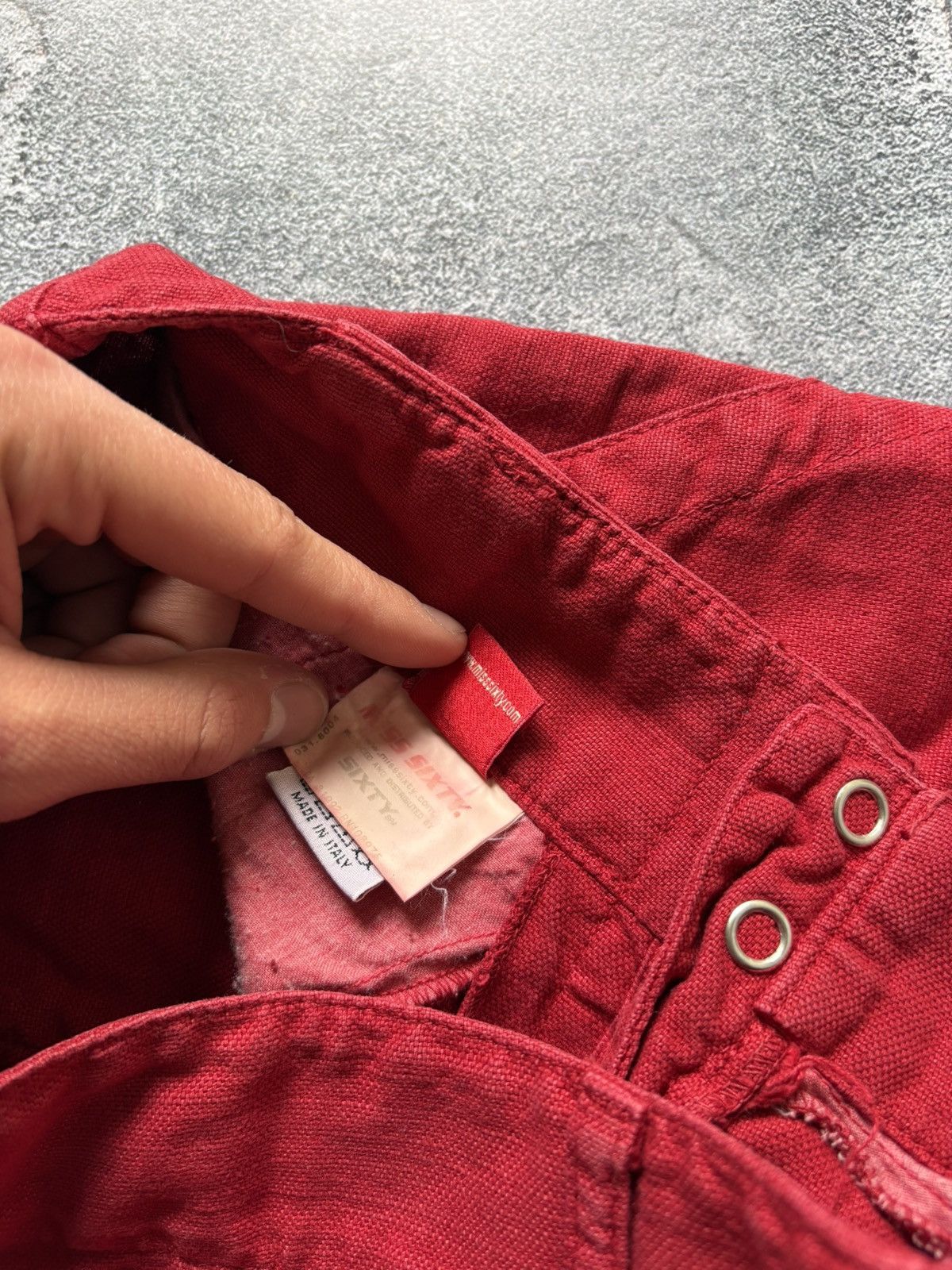 Miss Sixty Vintage 00s Miss Sixty Y2K Cotton Linen Red Wide Leg Pants Size 25" / US 0 / IT 36 - 10 Thumbnail