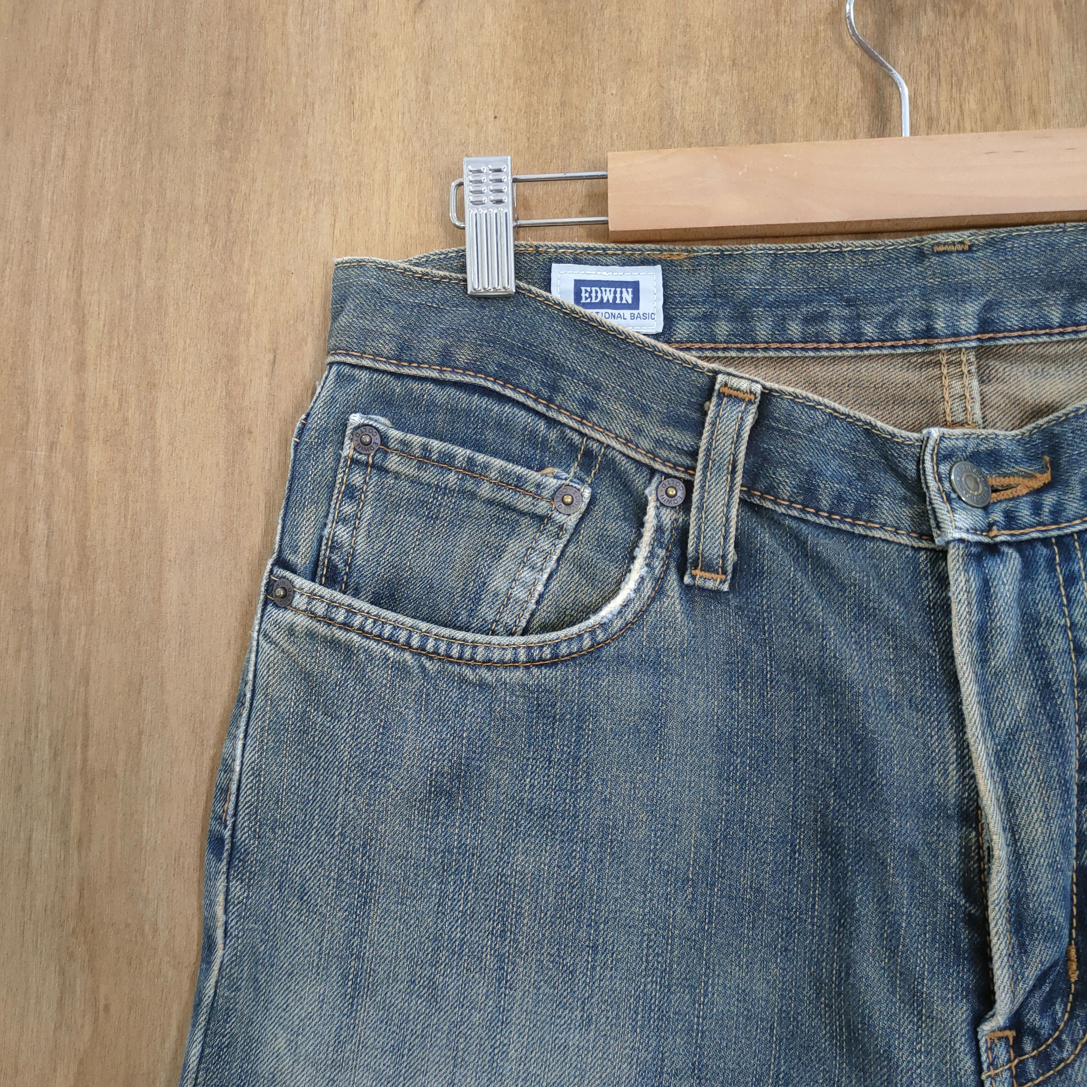 Edwin × Jean VINTAGE EDWIN 403 RIPPED JEANS DENIM PANTS Size US 33 - 6 Thumbnail