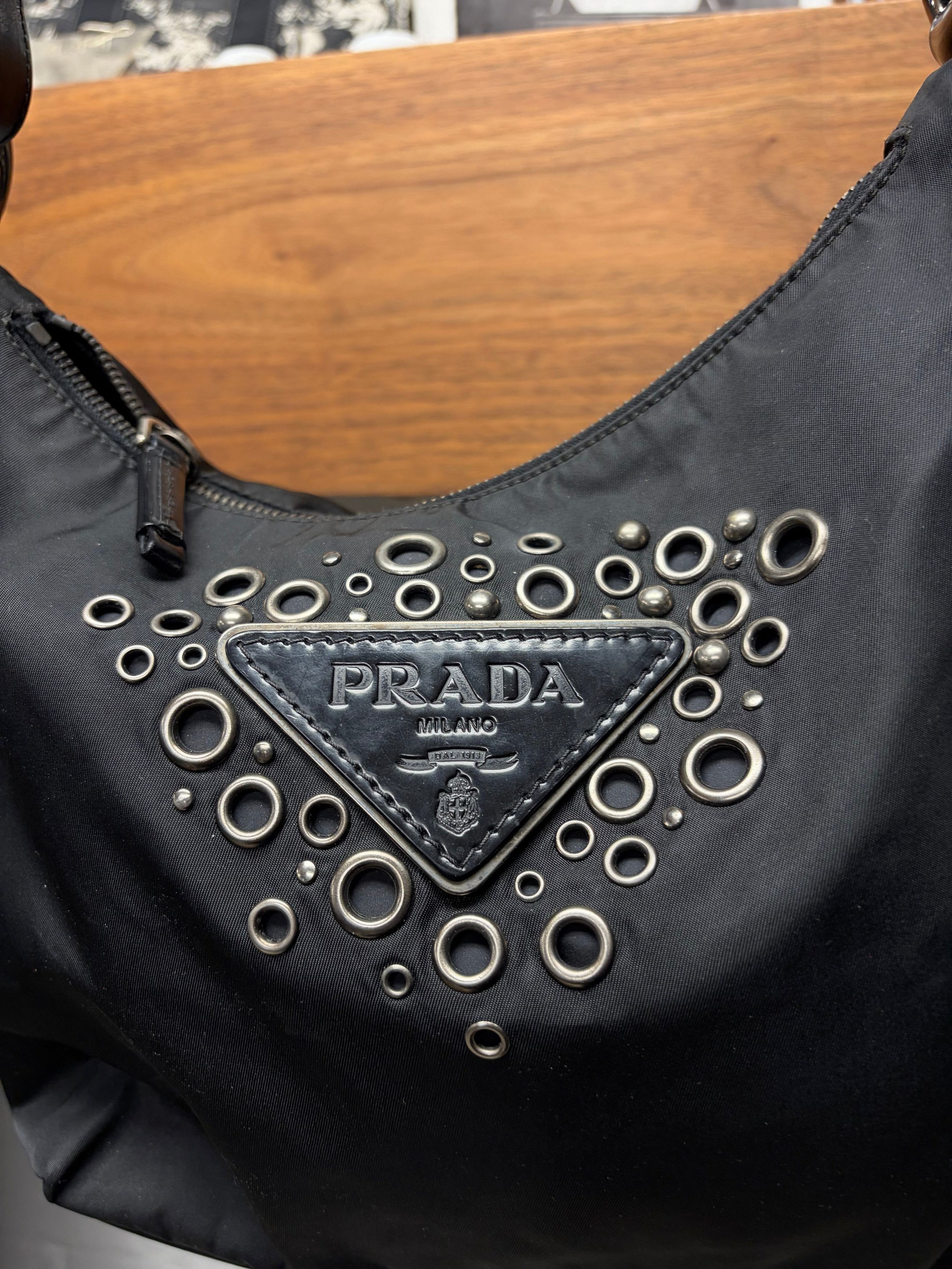 Prada Prada Black Nylon Vela ‘Grommet Detail’ Hobo Shoulder Bag Size ONE SIZE - 2 Thumbnail