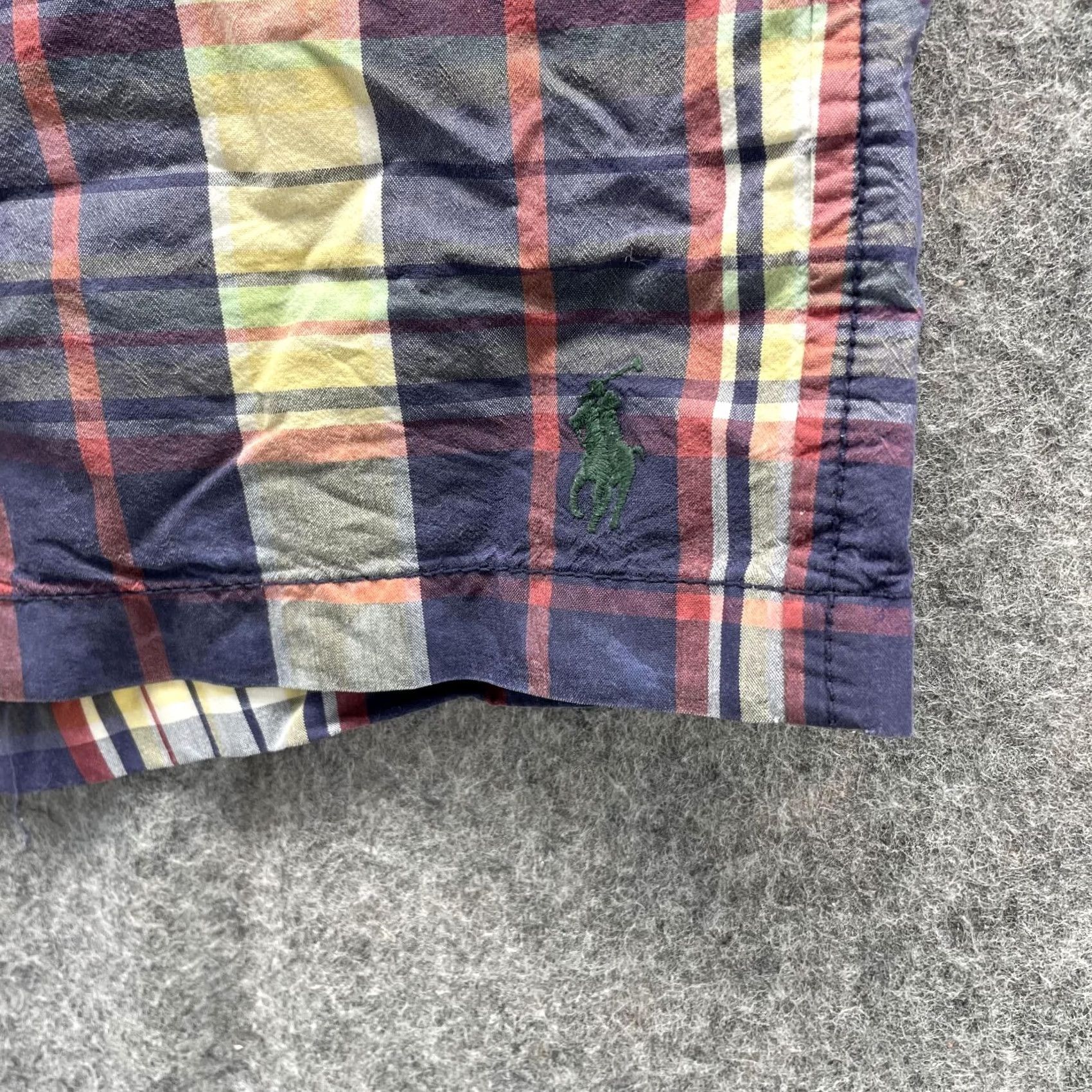 Polo Ralph Lauren VINTAGE Polo Ralph Lauren Shorts Men Medium Blue Red Madras Plaid Swim Trunks 90s Mens M Blue Plaid shorts Size US 31 - 5 Thumbnail