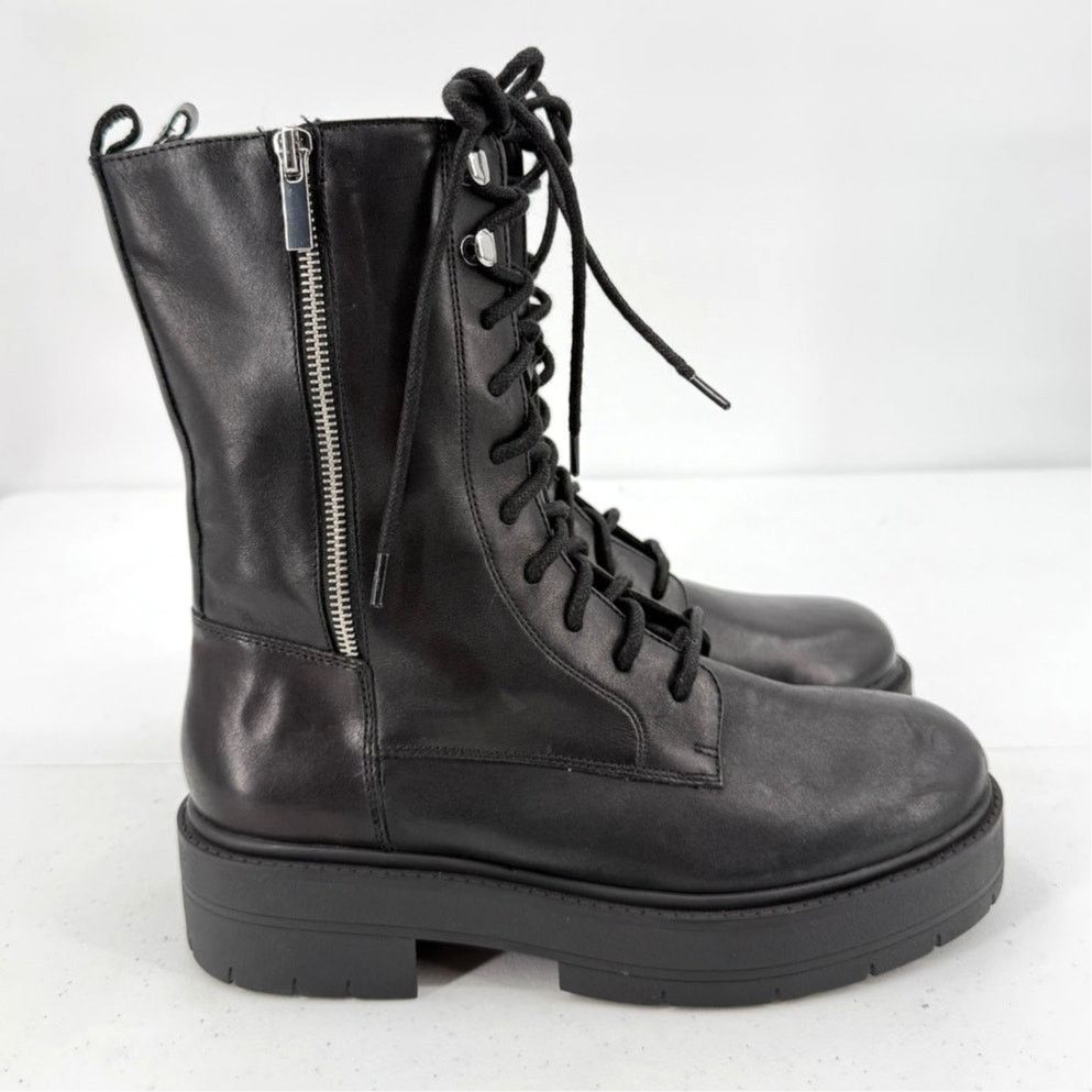 Geox NEW Geox D Spheric EC7 Leather Zippered Biker Mid Boots Size US 9 / IT 39 - 1 Thumbnail