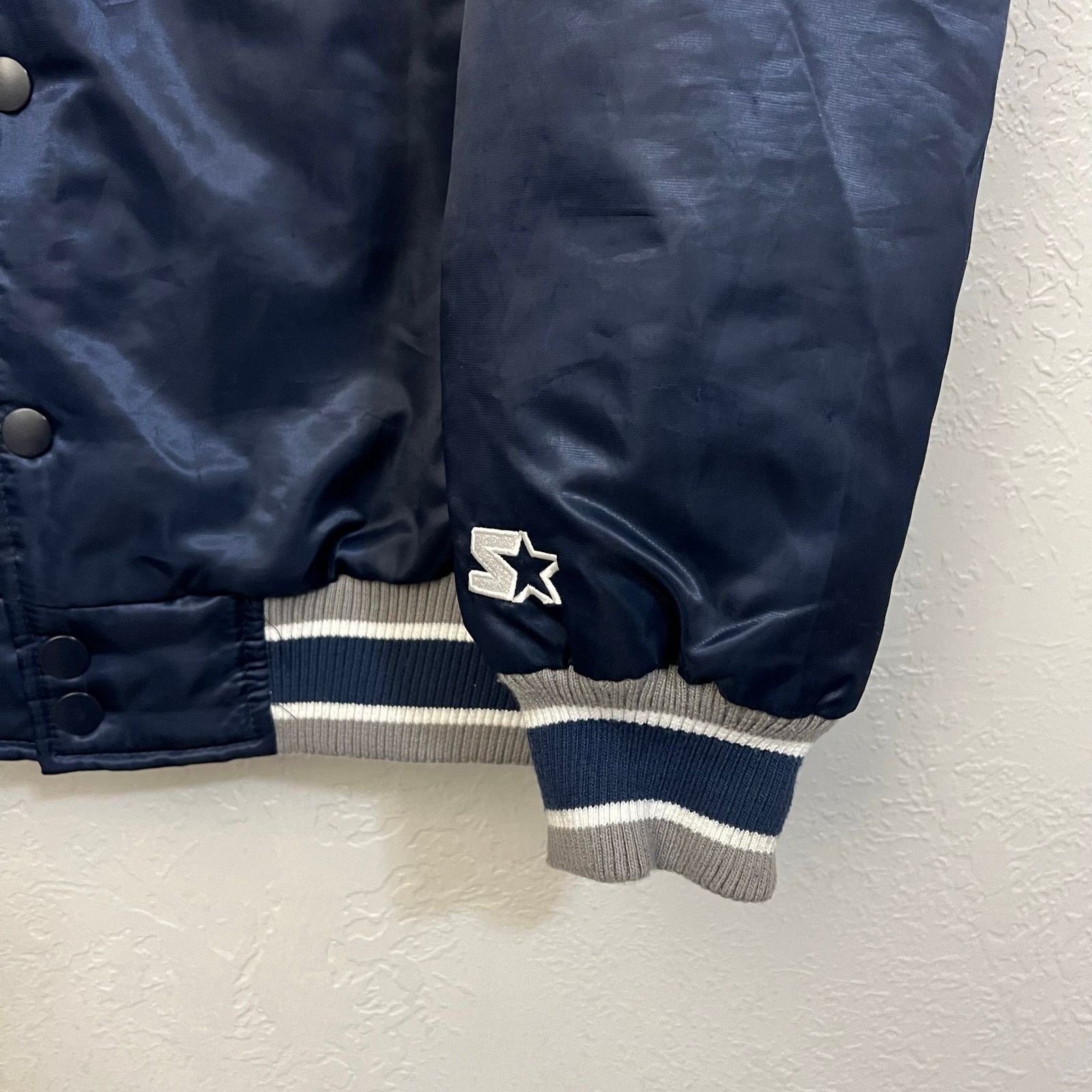 Starter Starter Nevada Wolf Pack Satin Bomber Jacket Mens M Blue Y2K Size US M / EU 48-50 / 2 - 5 Thumbnail