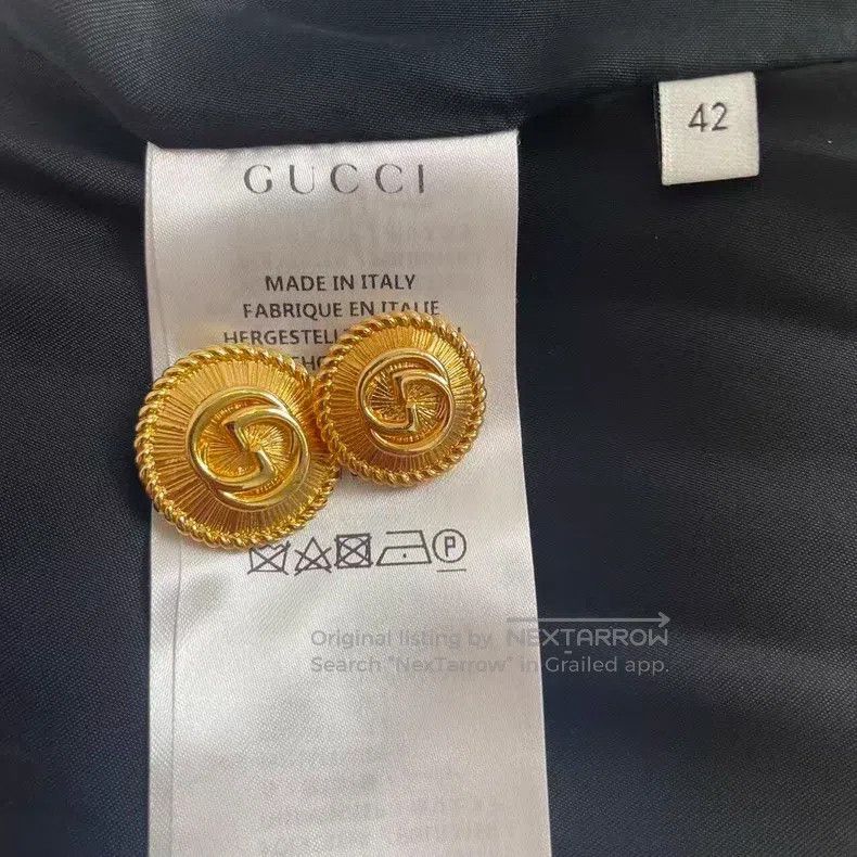 Gucci Gucci Beige striped V-neck single-breasted long-sleeved co Size M / US 6-8 / IT 42-44 - 7 Thumbnail