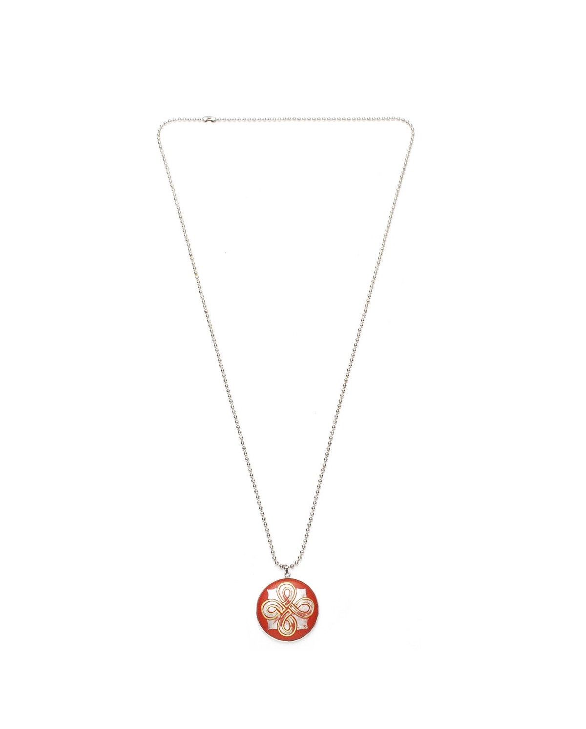 Vintage 1990S JAPANESE HANDCRAFTED CERAMIC & SILVER PENDANT NECKLACE Size ONE SIZE - 4 Thumbnail