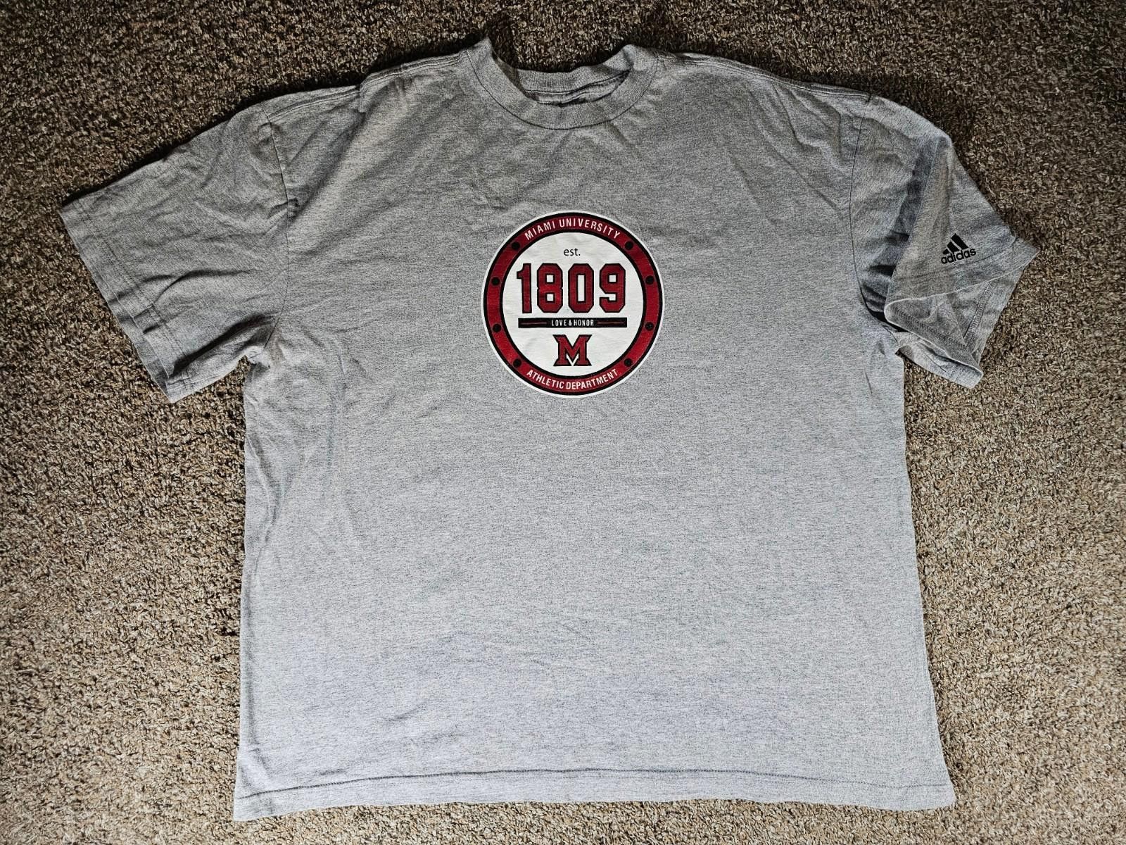 Adidas Adidas Miami University 1809 Love & Honor Tshirt 2XL Size ONE SIZE - 1 Thumbnail