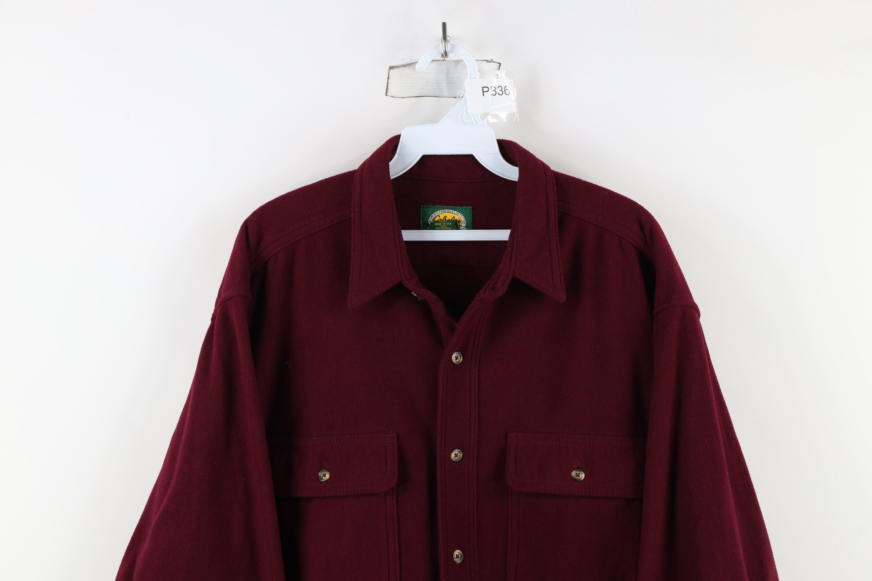 Cabelas × Vintage Vintage 90s Cabelas Button Shirt Burgundy Polyester USA Size US XL / EU 56 / 4 - 2 Thumbnail