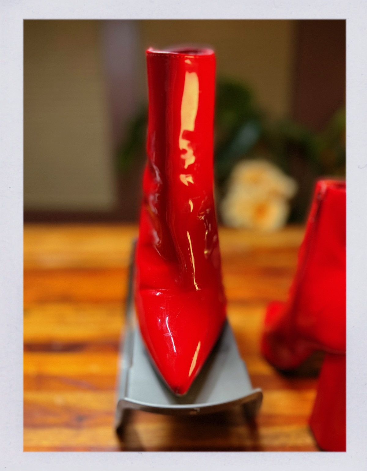 United Bamboo BAMBOO Red Patent Leather Ankle Boots Size US 8.5 / IT 38.5 - 5 Thumbnail