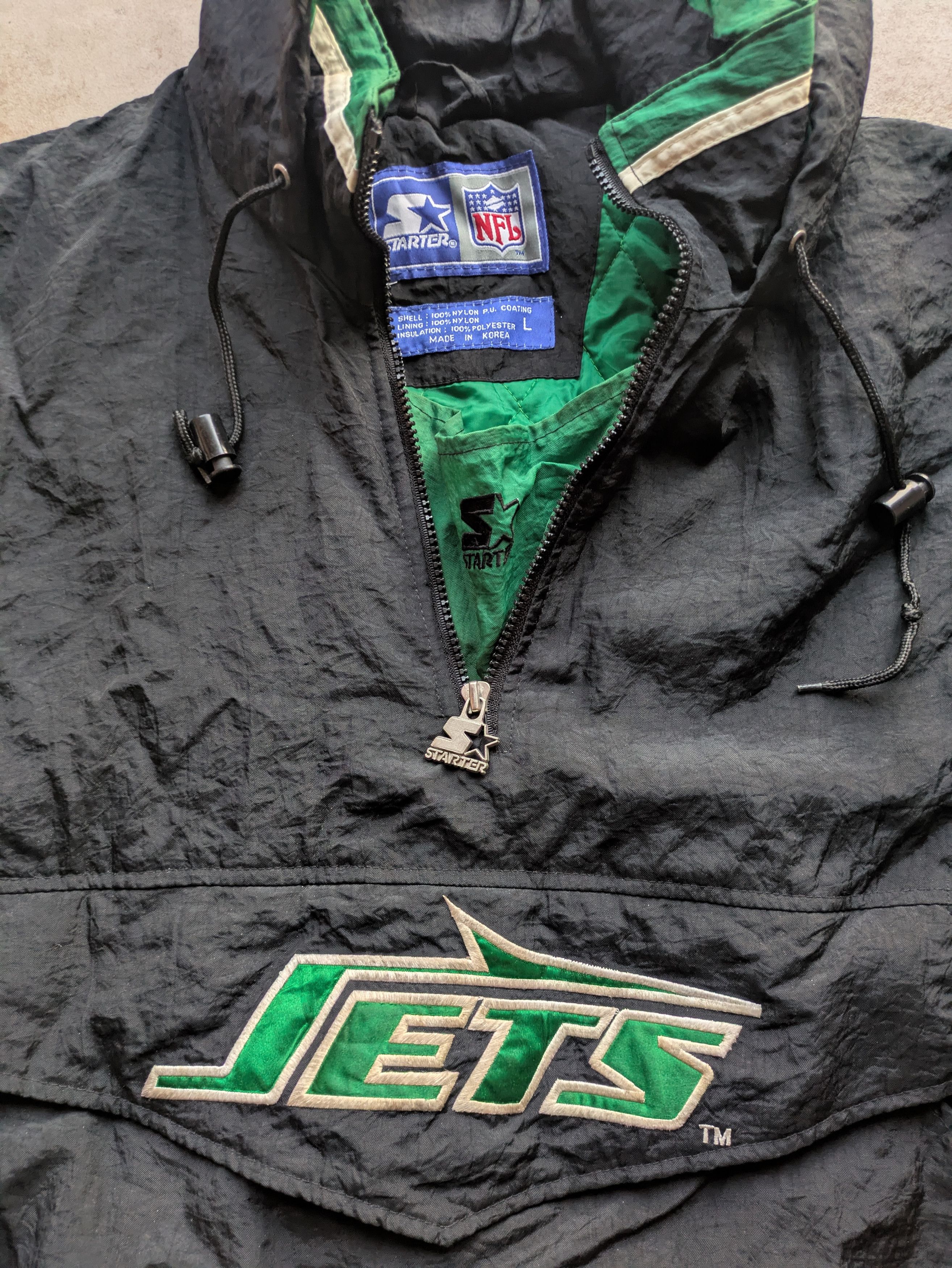 Starter NY Jets 90s STARTER puffer 1/2 pullover L blk kelly NFL vtg Size US L / EU 52-54 / 3 - 5 Thumbnail