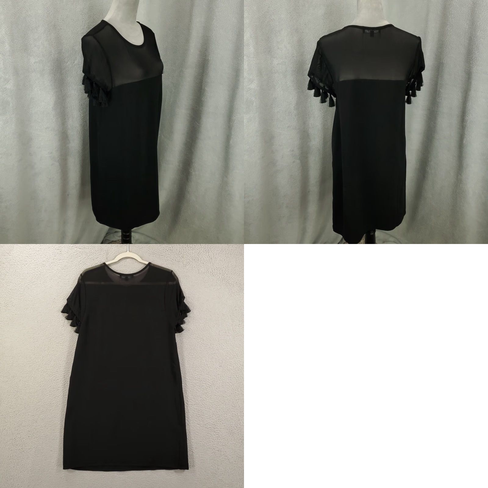 Lulus Lulus Black Dress Womens Medium Sheer Top Fringe Side Zip Mini Knee Dress Length Short Tassel Size M / US 6-8 / IT 42-44 - 8 Thumbnail