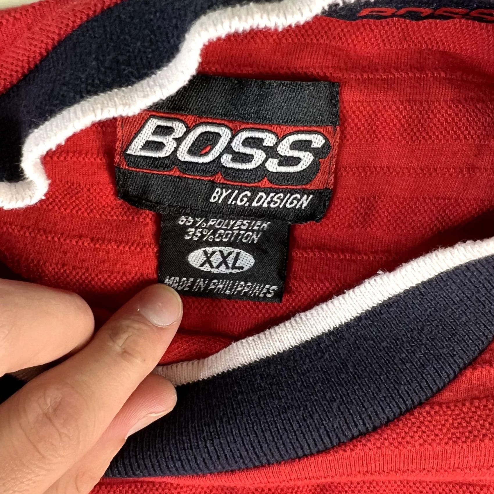 Vintage Y2K Boss By IG Design Shirt Mens 2XL Red Textured Knit Short Sleeve Casual Tee Size US XXL / EU 58 / 5 - 2 Thumbnail