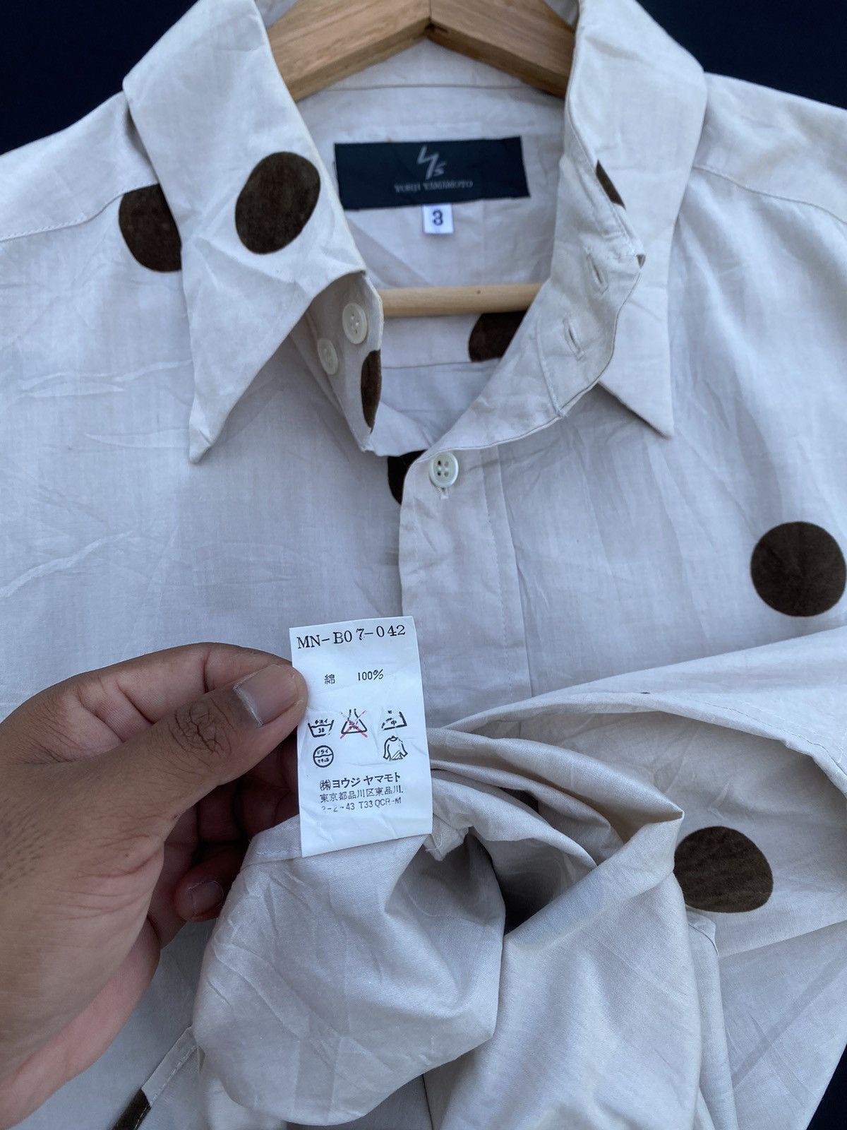 Yohji Yamamoto ARCHIVE 90’S YOHJI YAMAMOTO Y’S POLKA DOT BUTTON SHIRT Size US L / EU 52-54 / 3 - 15 Thumbnail