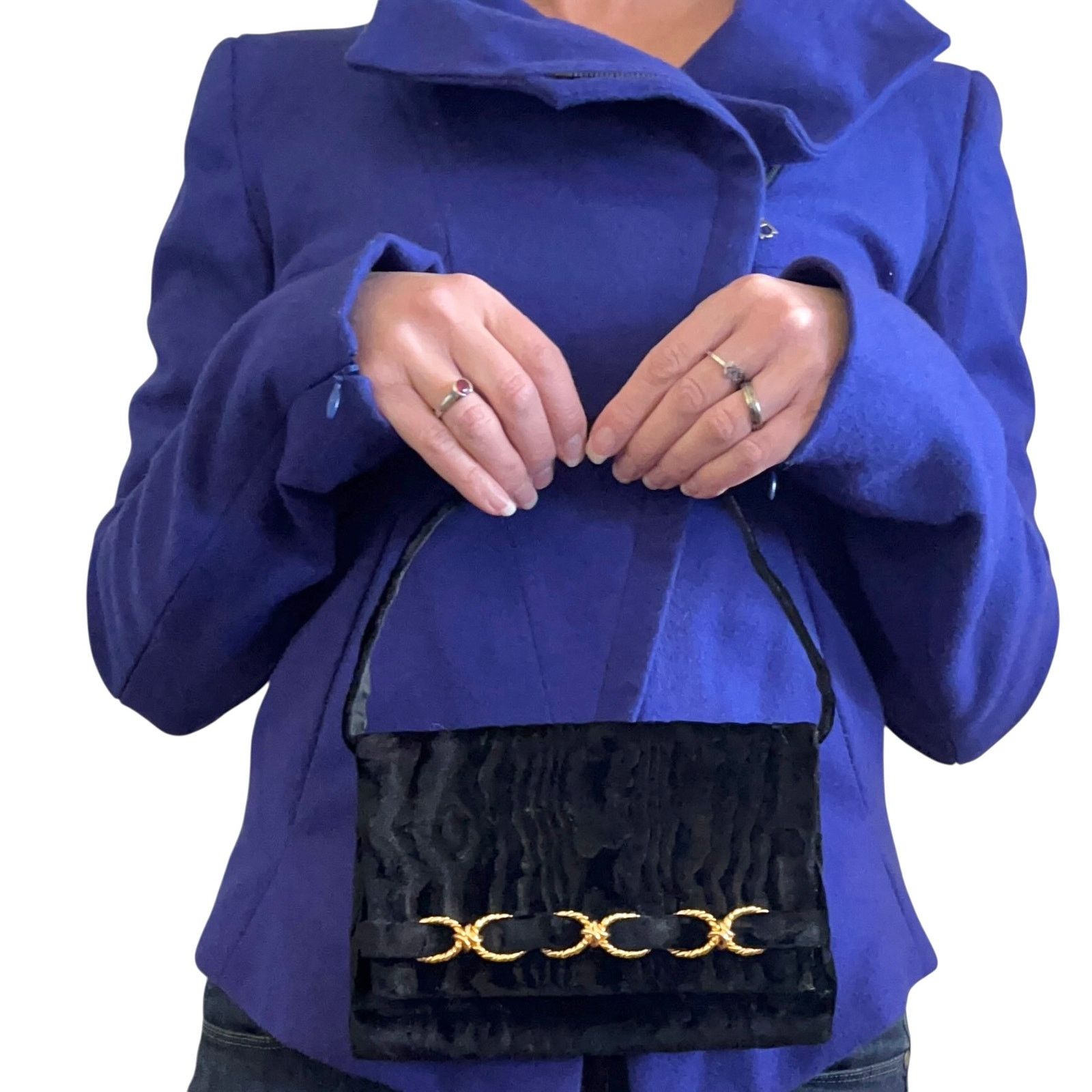 Vintage Vintage Rodo Black Moire Velvet Chainlink Evening Bag Size ONE SIZE - 2 Thumbnail