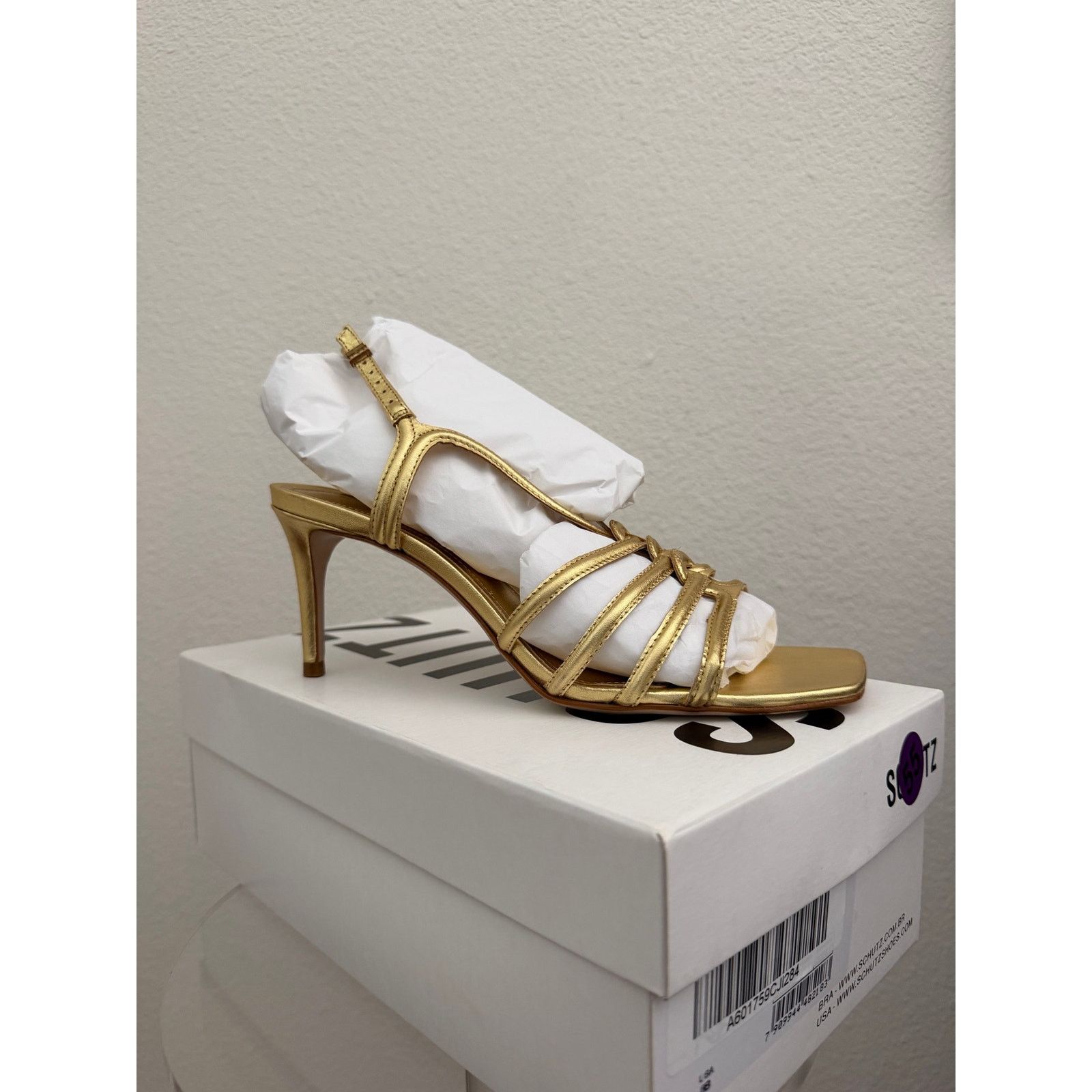 SCHUTZ Schutz Leather Adjustable Caged Sandals Octavia gold Sz 8 Size US 8 / IT 38 - 4 Thumbnail