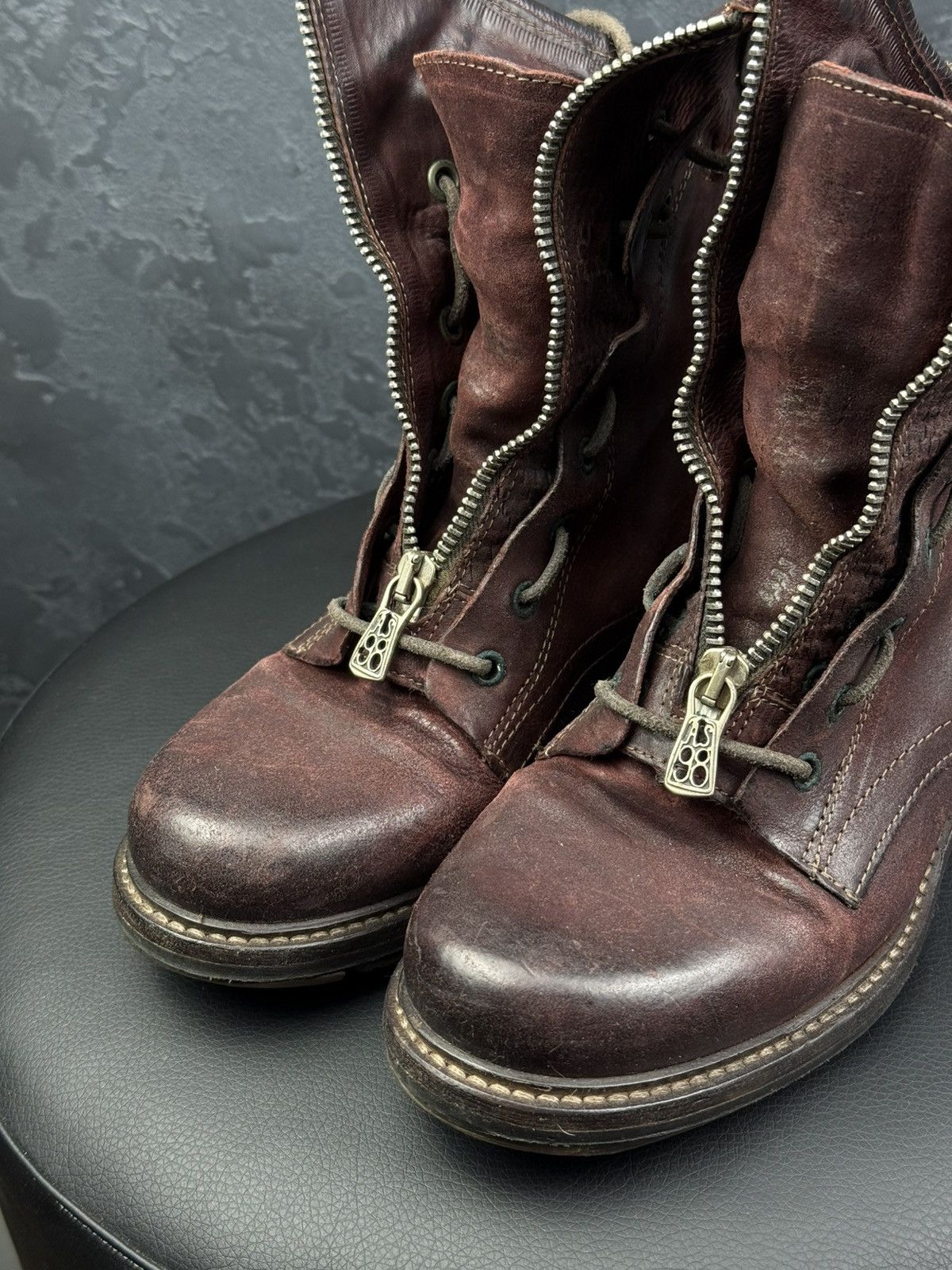A.S.98 Women's A.S.98. Airstep Brown Leather Biker Zip Ankle Boots Size US 6 / IT 36 - 2 Thumbnail