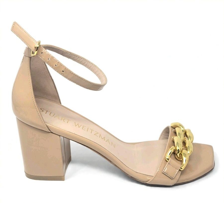 Stuart Weitzman Stuart Weitzman Chain Detail Block Heel Sandals Patent Sz 8 Size US 8 / IT 38 - 2 Thumbnail
