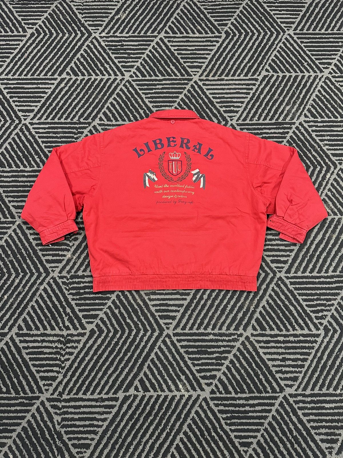 image of Vintage Tray Up Big Logo Baggy Style Jacket in Red, Men's (Size Medium)