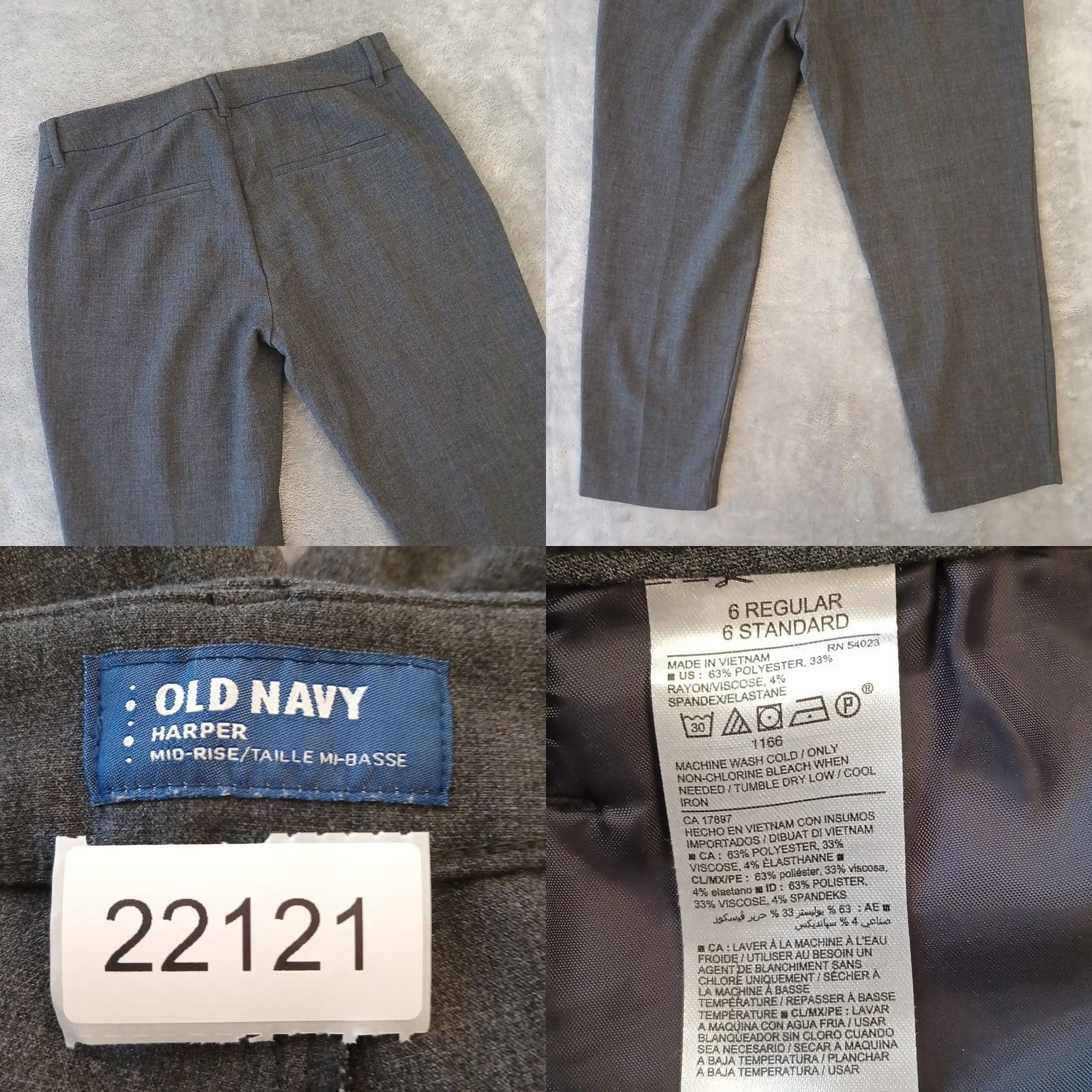Old Navy Old Navy Pants Women Cropped 31x24.5 Gray Mid Rise Pockets Straight 6 XS? Size 28" / US 6 / IT 42 - 8 Thumbnail