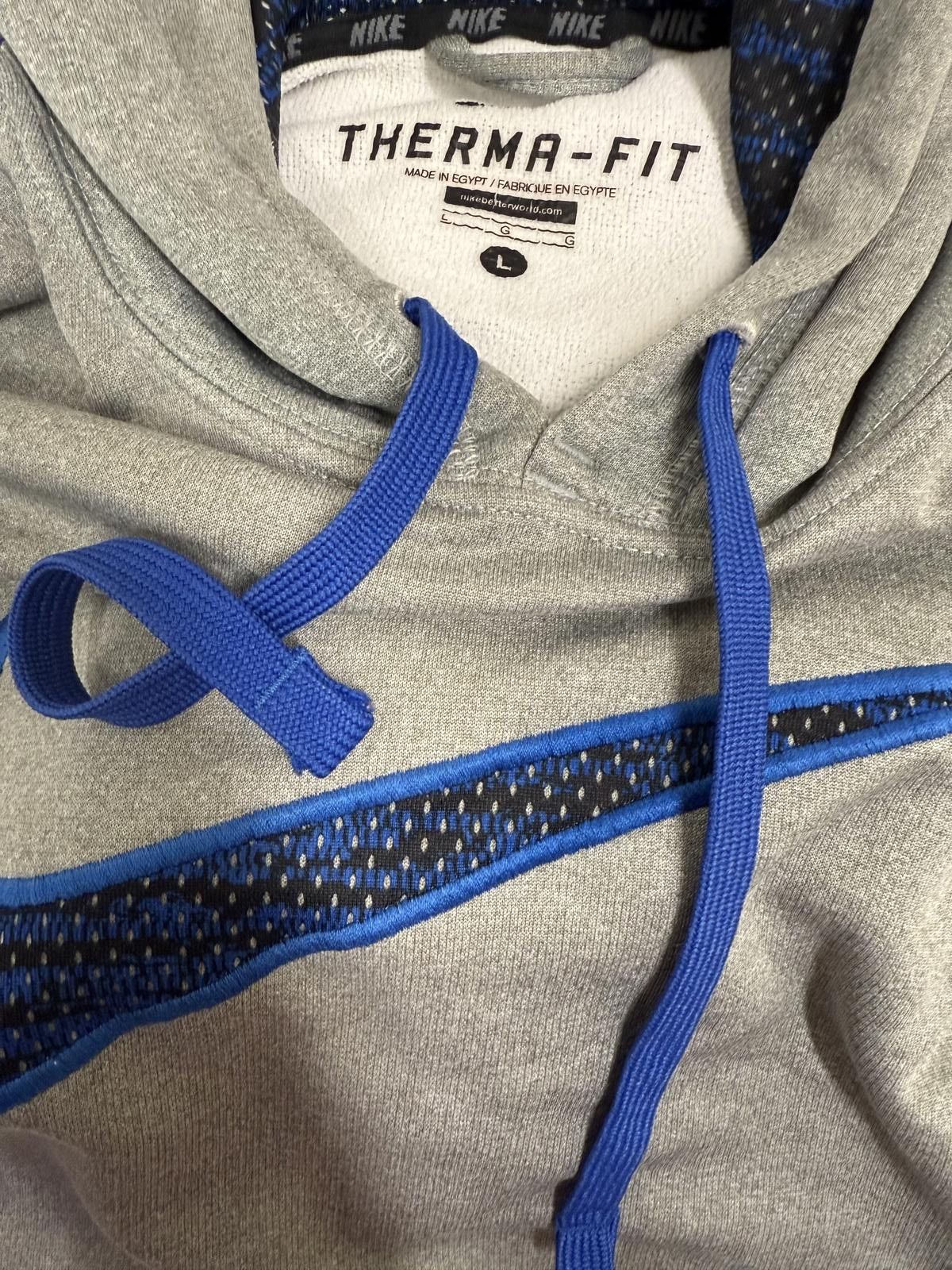 Nike Nike Therma-Fit Grey and Blue Hoodie Size L Size US L / EU 52-54 / 3 - 3 Thumbnail