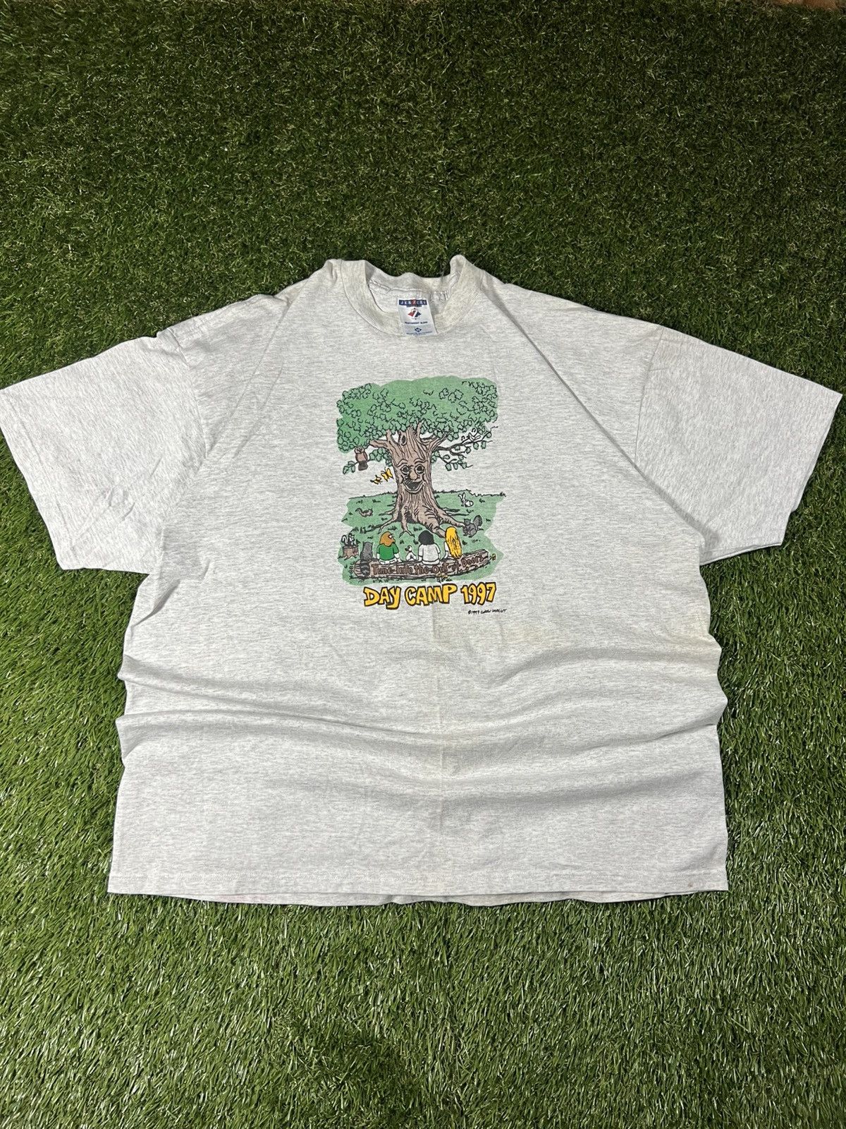 Vintage Vintage 90s Earth Day Trees Camp Outdoor Comic Graphic Tee Size US XXL / EU 58 / 5 - 1 Thumbnail