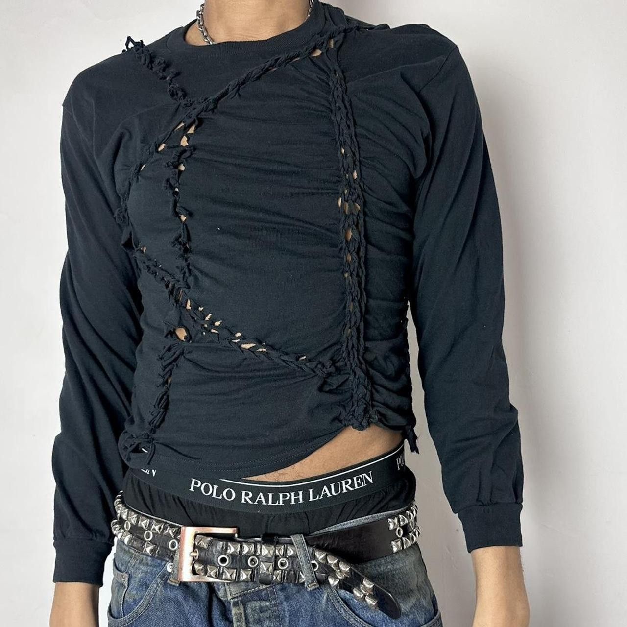 Gildan ASTROBOI* 'Svart' Black Braided Long Sleeve T-shirt - Large Size US L / EU 52-54 / 3 - 2 Thumbnail