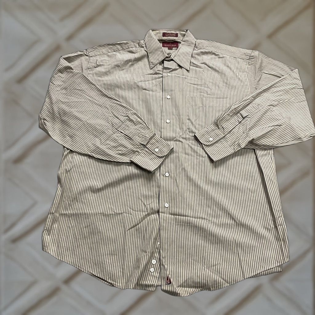 Nordstrom NORDSTROM Dress Shirt Brown Striped Button-Up Long Sleeve 34 Regular Mens Size XXS / US 00 / IT 34 - 1 Thumbnail