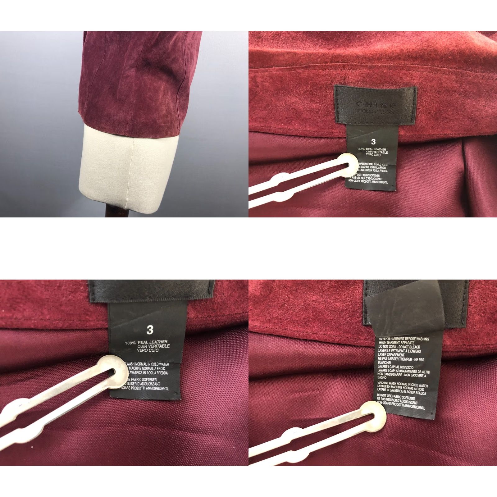 Vintage Chine Collection Real Leather Burgundy Jacket Women Size 3 Shirt Jacket Regular Fit Long Sleeve Womens Size XS / US 0-2 / IT 36-38 - 8 Thumbnail