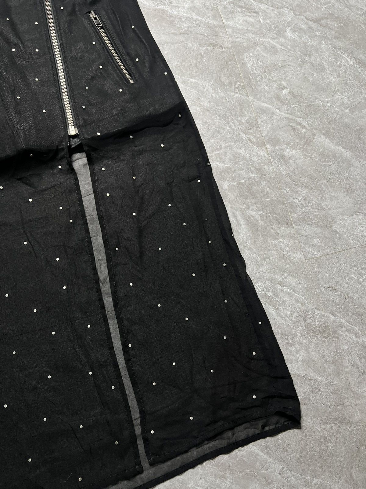 Maison Margiela MMM Line 1 Resort 2012 Biker Jacket W/ Studded Sheer Overlay Size XS / US 0-2 / IT 36-38 - 4 Thumbnail