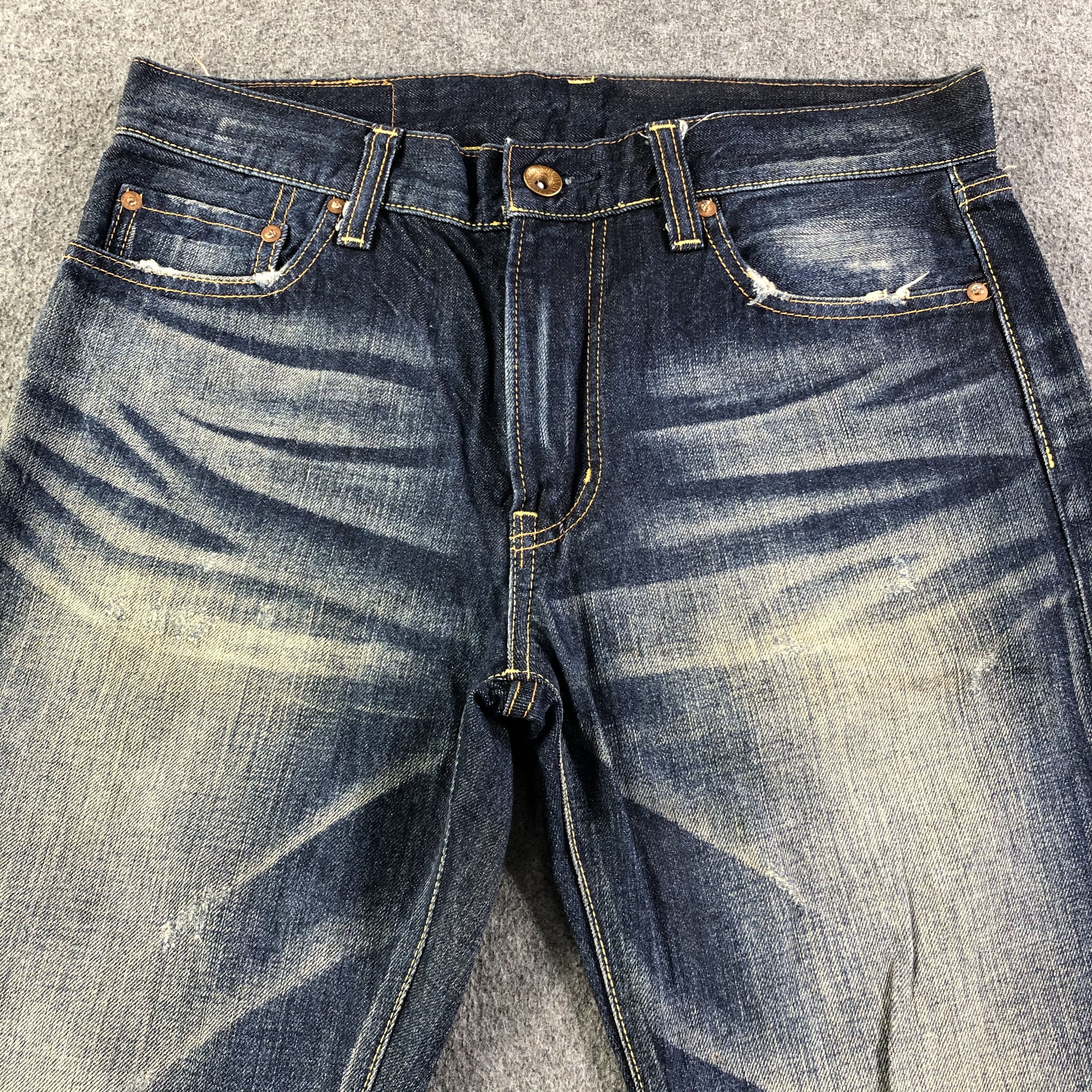 Japanese Brand Distressed Uniqlo Jeans Faded Blue Denim -J2766 Size US 34 / EU 50 - 3 Thumbnail