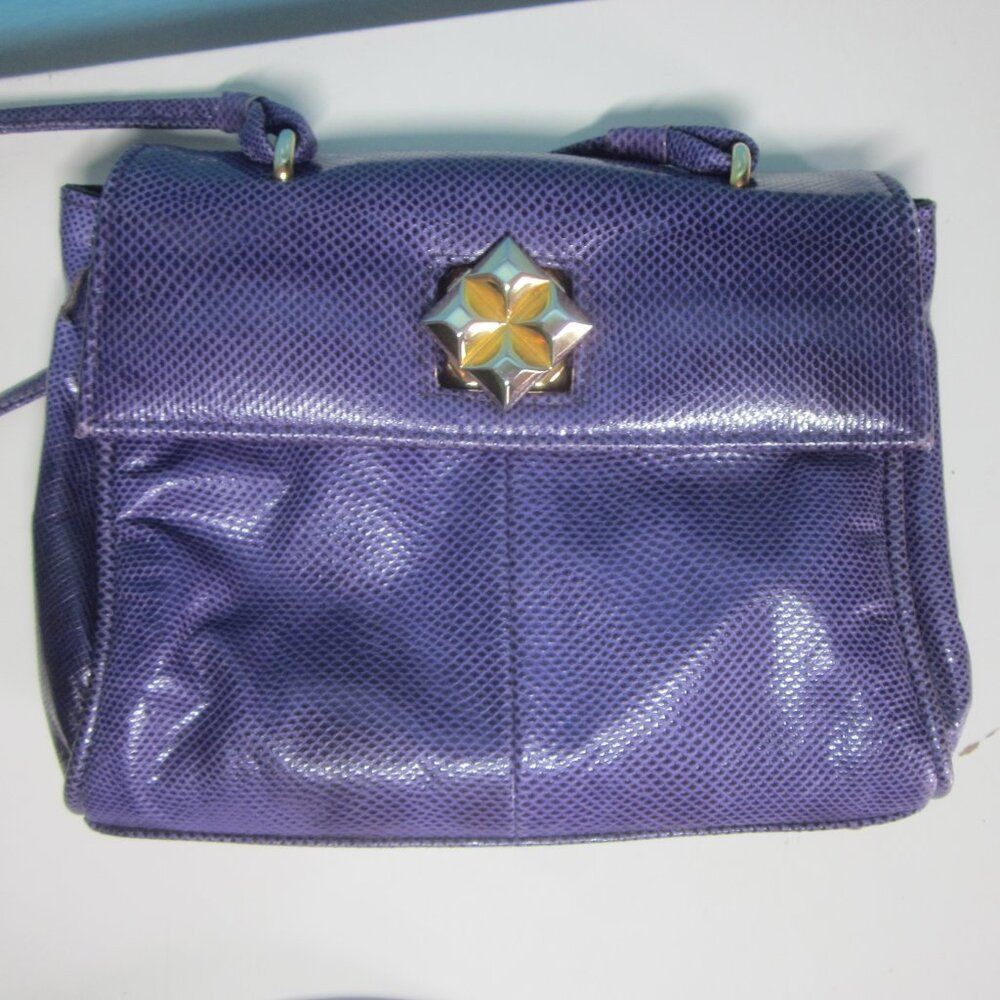 image of Vintage Susan Gail Purple Snakeskin Crossbody Bag 7.5 X 6 X, Women's
