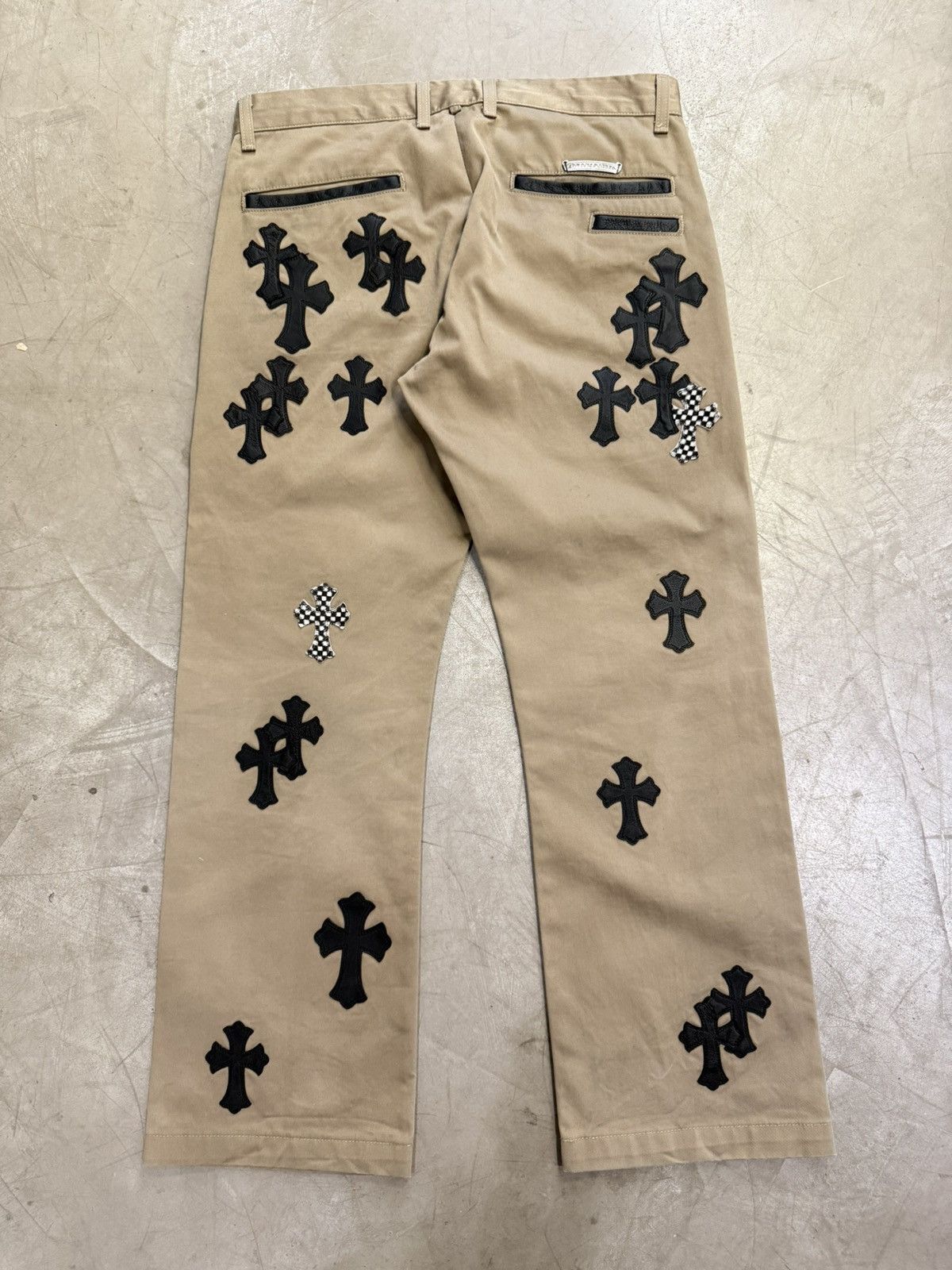 Chrome Hearts Chrome Hearts Black Camo Checker Cross Patch Tan Chino Pants Size US 34 / EU 50 - 2 Thumbnail
